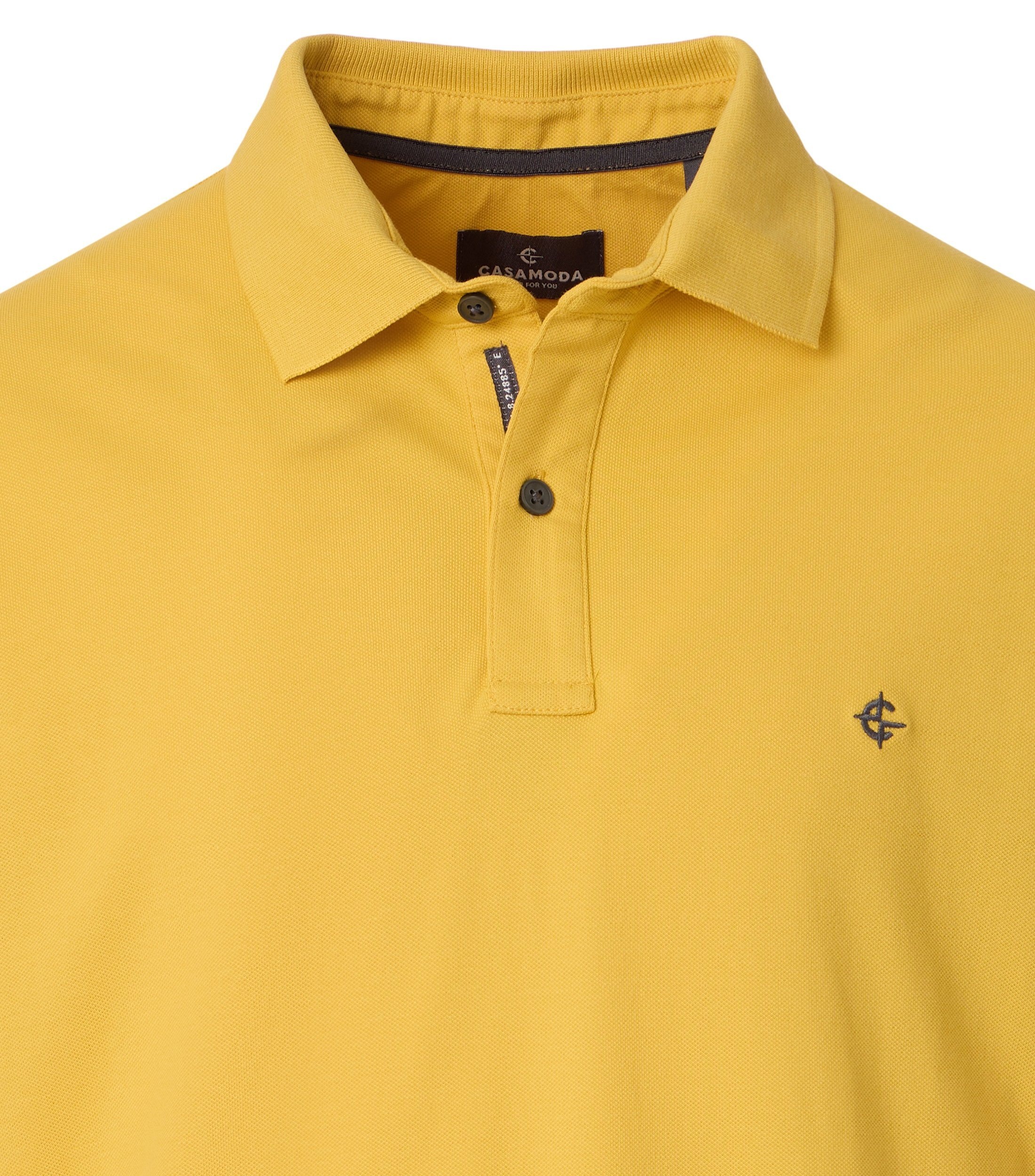 Poloshirt CASAMODA "CASAMODA Polo-Shirt uni", Damen, Gr. L, gelb, 95% Baumwolle, 5% Elasthan, Shirts 2