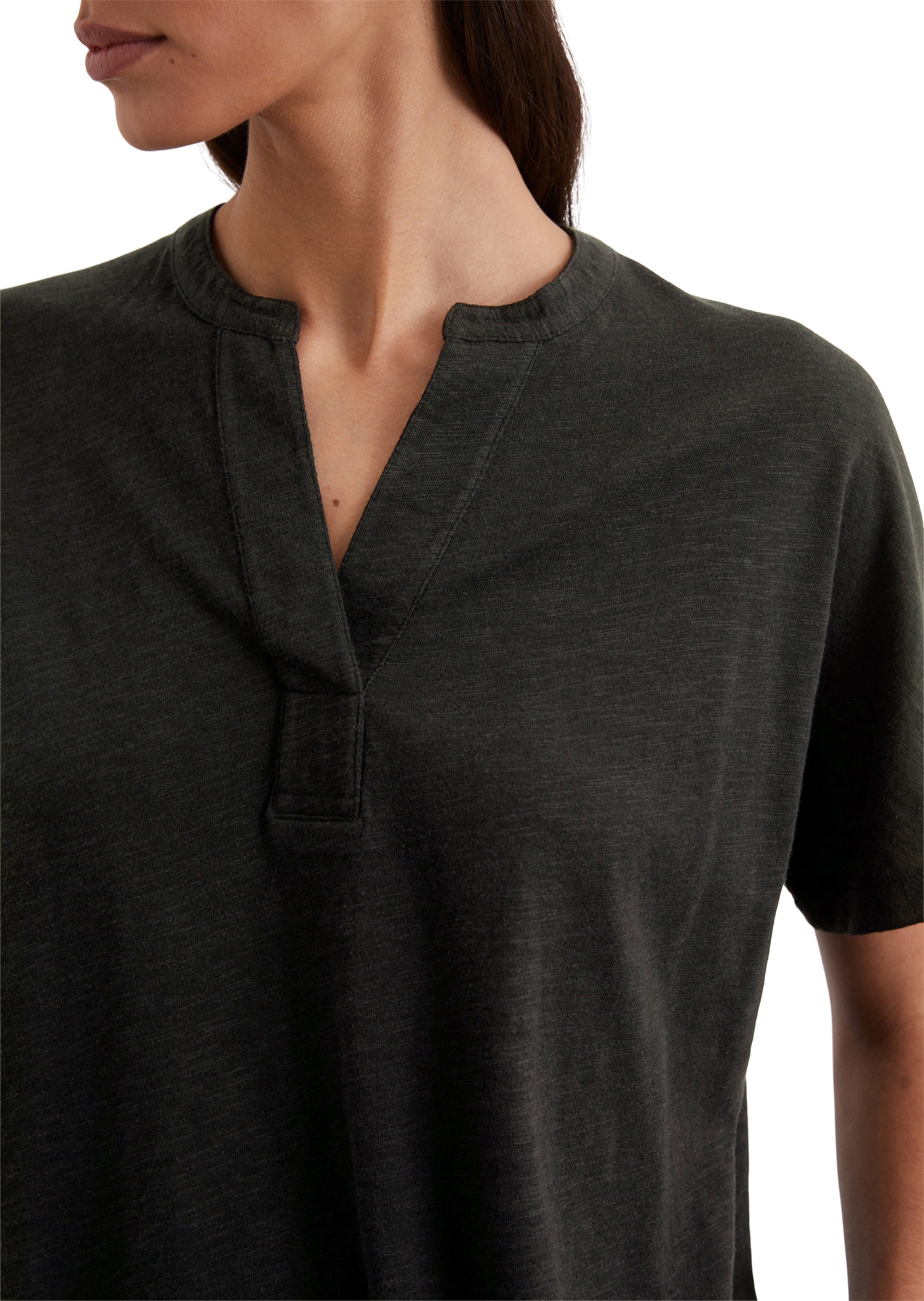 Marc O'Polo Kurzarmbluse »aus Organic Cotton-Viskose-Slub-Jersey«