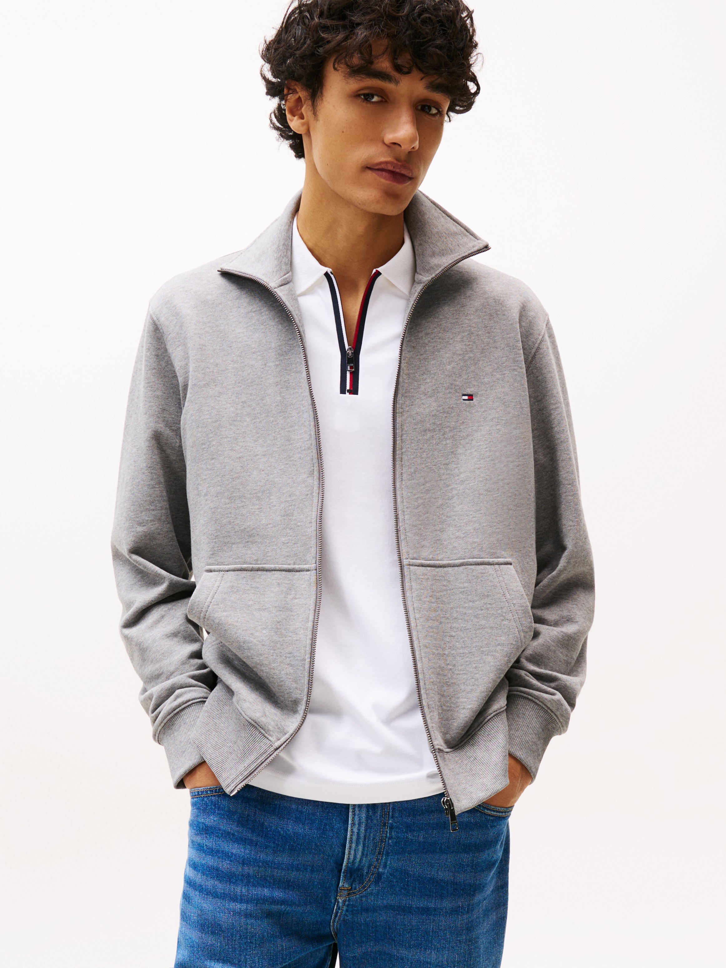 Tommy Hilfiger Sweatjacke »ESSENTIAL TERRY ZT STAND COLLAR«