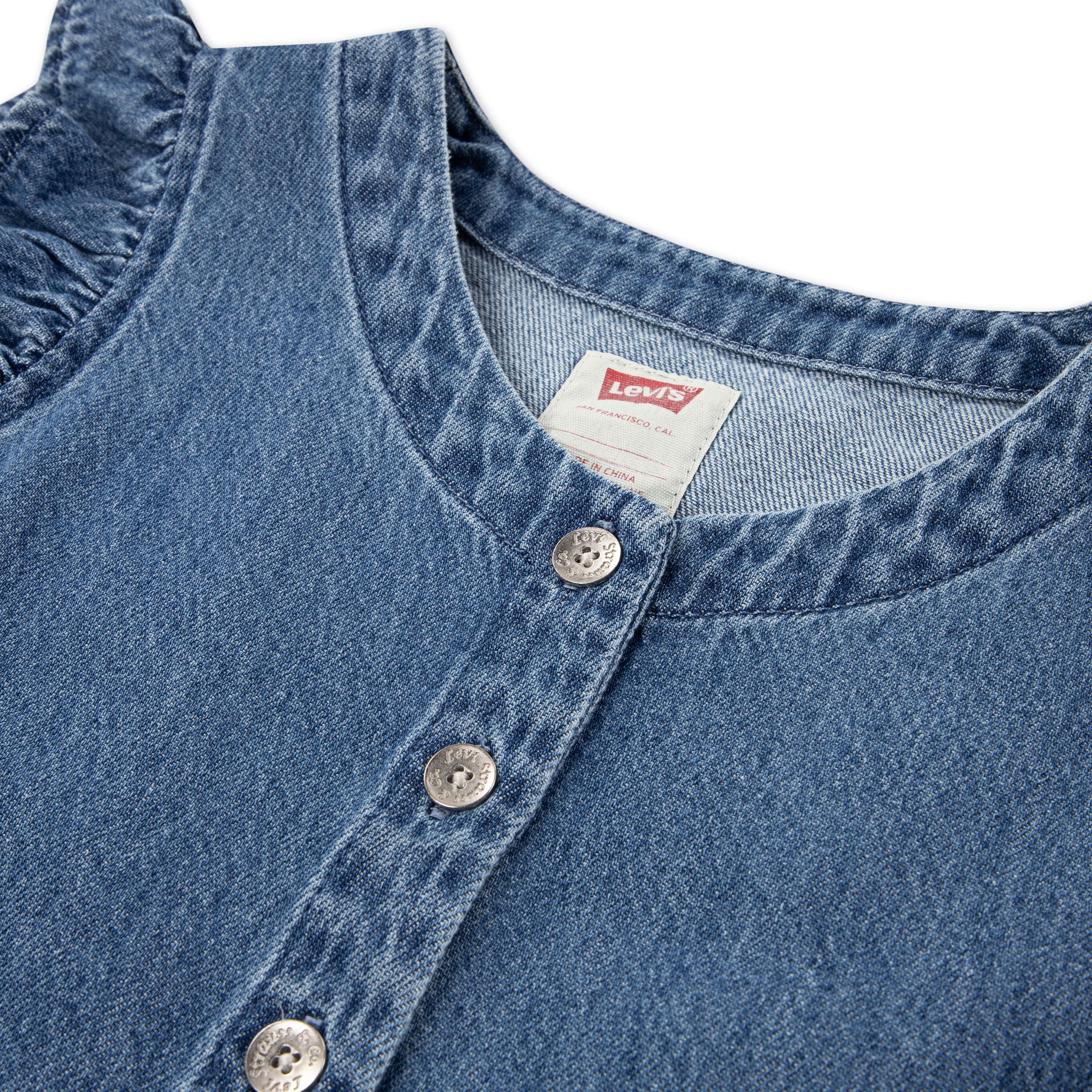 Levi's® Kids Jeanskleid »LVG FLUTTER SLEEVE BUTTON UP D« Ohne Taschen for Girls, mit kurzer Knopfleiste