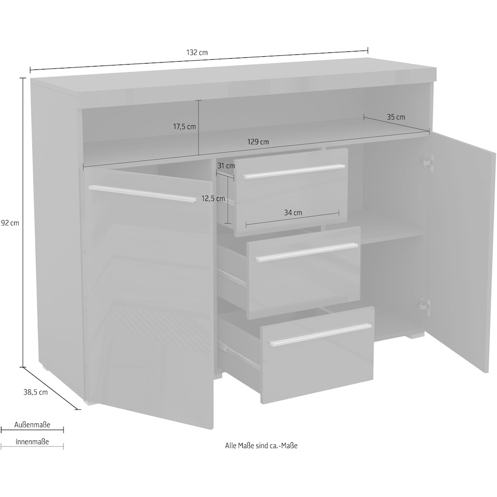 INOSIGN Sideboard »India«, Breite 132 cm