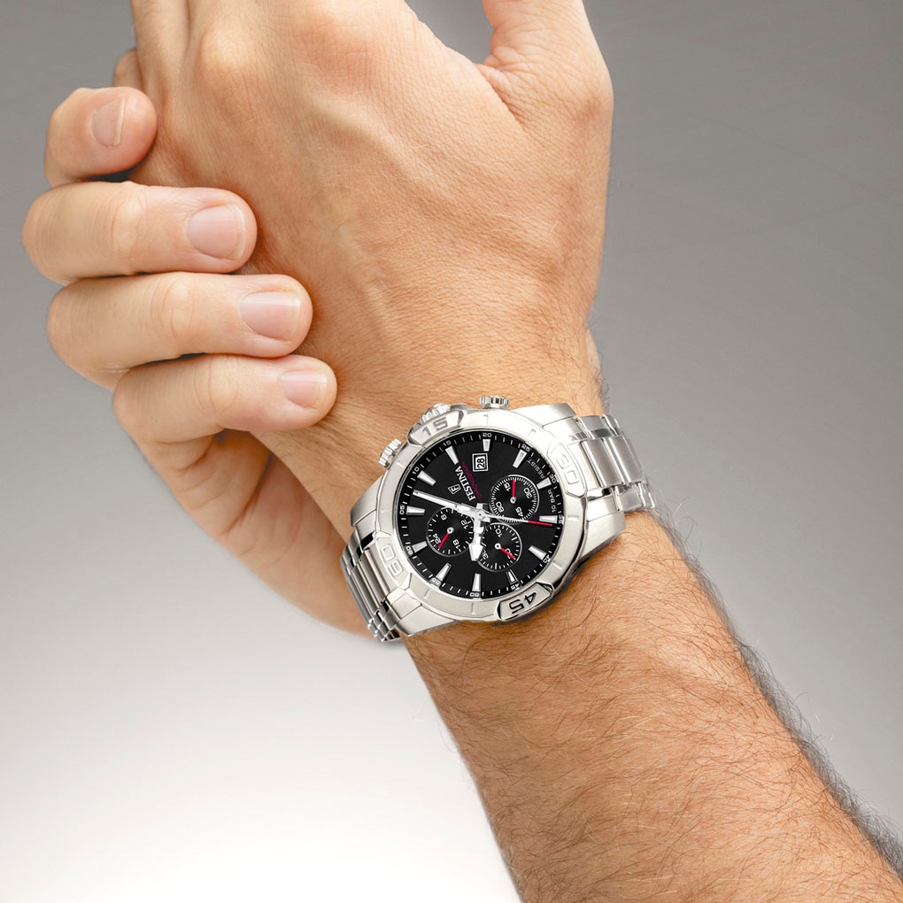 Festina Chronograph »Timeless Chronograph«, Quarzuhr, Armbanduhr, Herrenuhr, Edelstahlarmband, analog, Tag