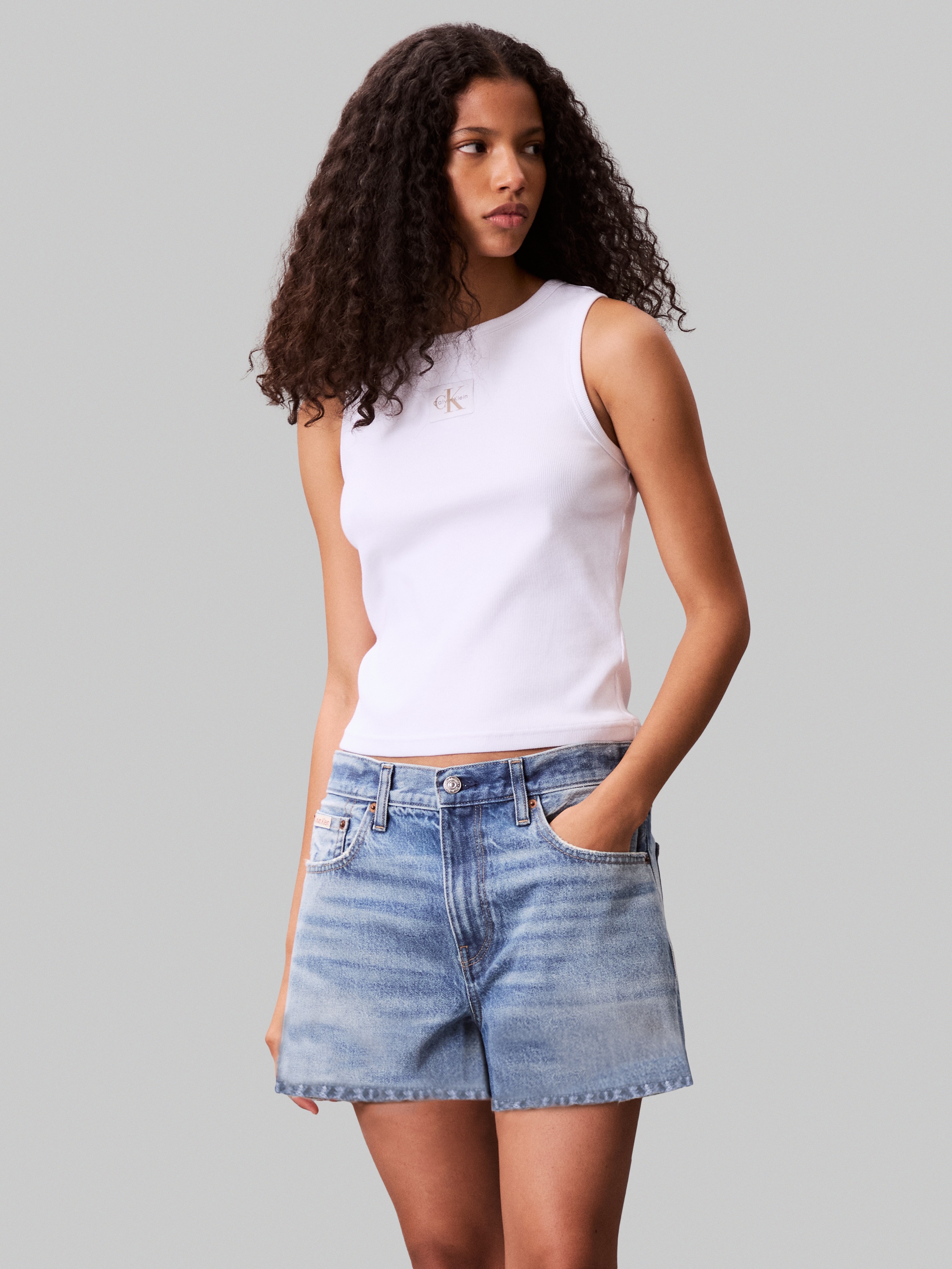 Calvin Klein Jeans Tanktop "A - WVN LBL 2X2 CTTN" Mit Rundhalsausschnitt günstig online kaufen