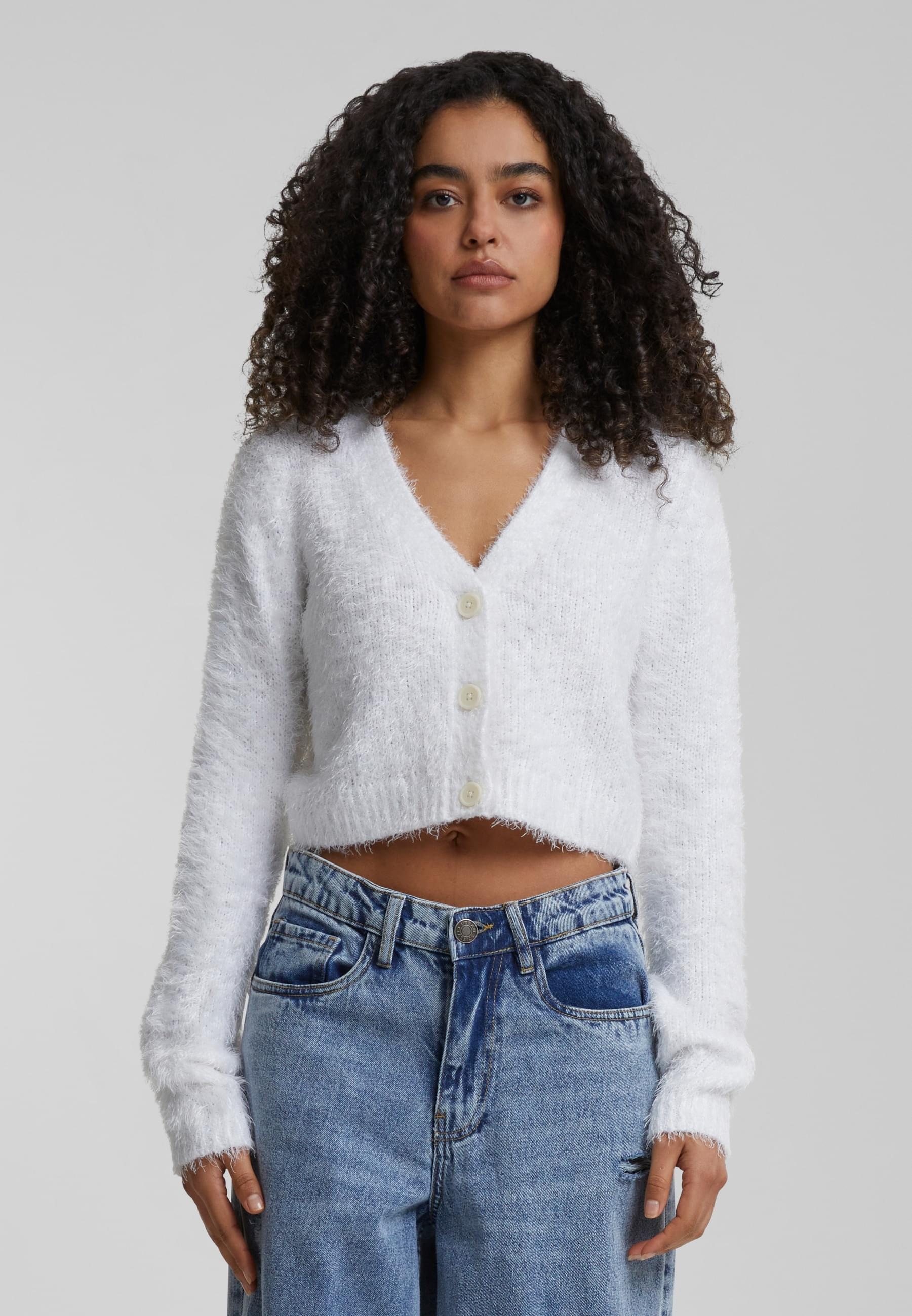 URBAN CLASSICS Strickjacke »Urban Classics Damen Ladies Cropped Feather Cardigan«