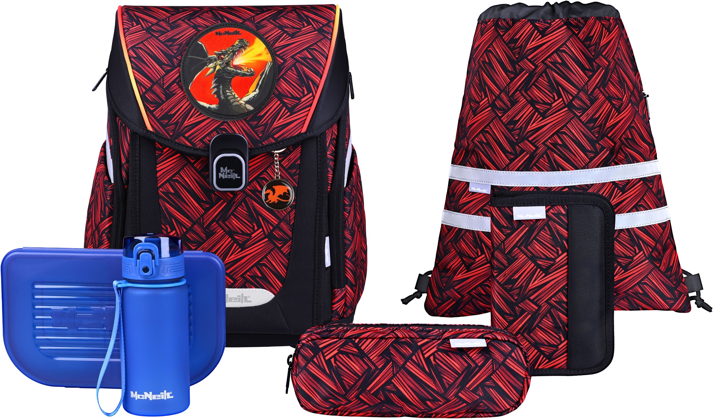 MCNEILL Kinder Schulranzen "Primo, inkl. Etui, Turnbeutel"zack, Polyester, Rucksäcke