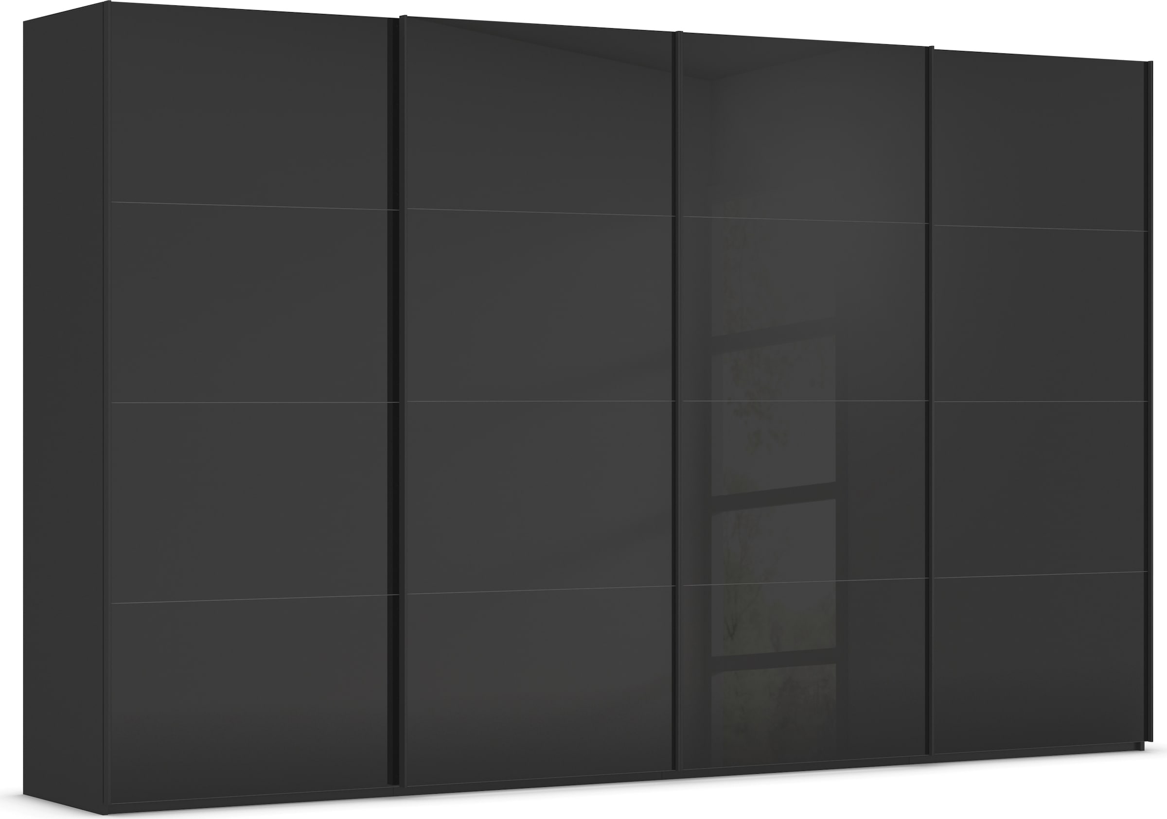 rauch Schwebetürenschrank "Kleiderschrank Schrank Garderobe Schlafzimmerschrank SCALE-FYRA" edle viergeteilte Türen mit Glas-Front viele Farben MADE IN GERMANY
