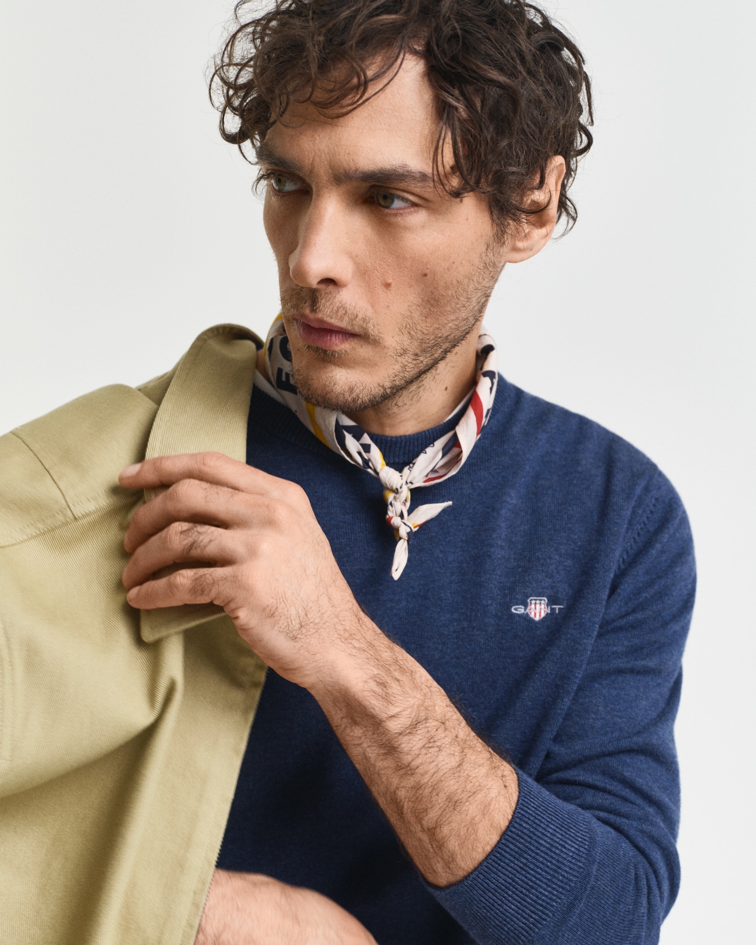 Gant Rundhalspullover »CLASSIC COTTON C-NECK«, Premium Strickpullver aus weicher 100% Baumwolle, Übergangspullover
