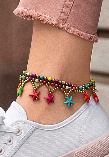 LASCANA Fußkette mit Anhänger, mit Seesternanhängern, Fußkettchen-Armband, Fußkettchen mit Anhänger