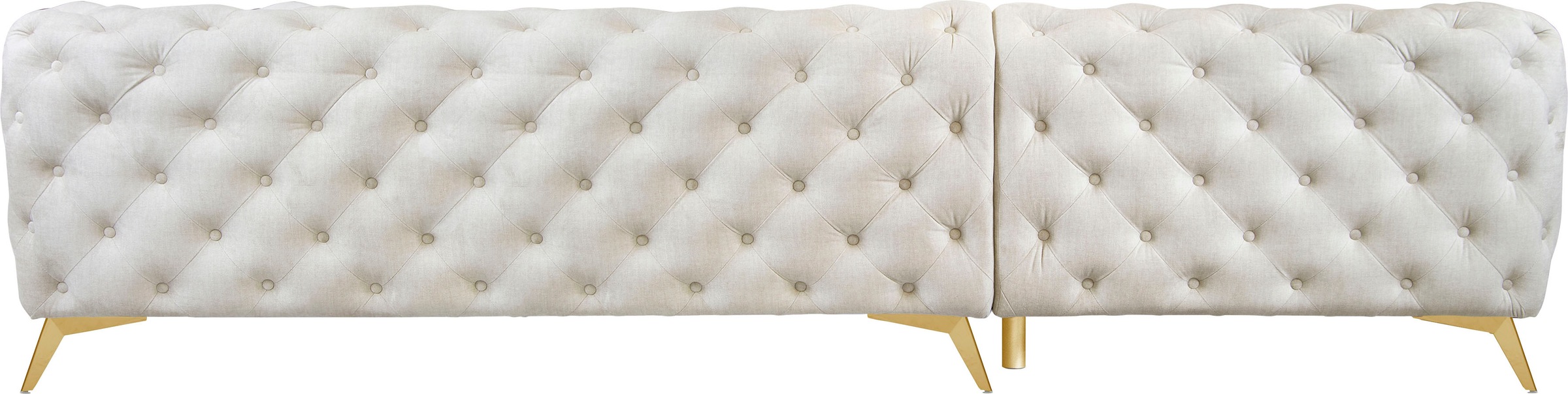 Leonique Chesterfield-Sofa »Ecksofa GLYNIS L-Form mit Wellenunterfederung, Maße B/T/H 323/264/75cm«, aufwändige Knopfheftung, moderne Chesterfield Optik, Fußfarbe wählbar