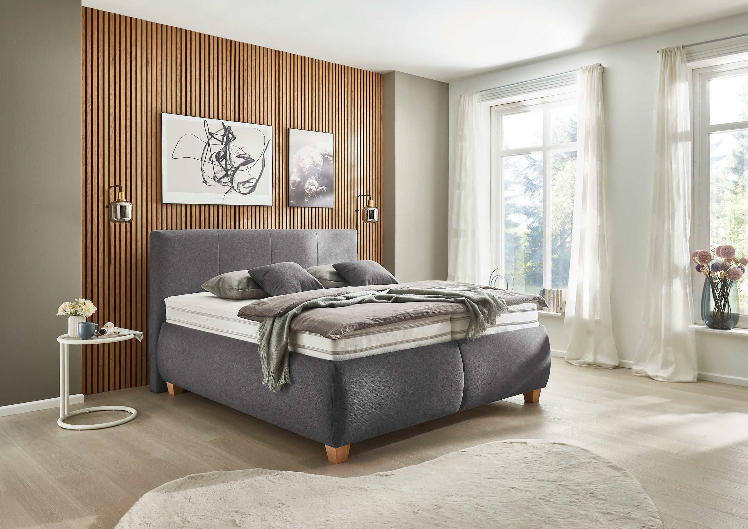 Die PlanBar Polsterbett "OC-ON20004" inkl. Matratzen u. Lattenrahmen, belastbar bis 200 Kg, 160/180x200cm