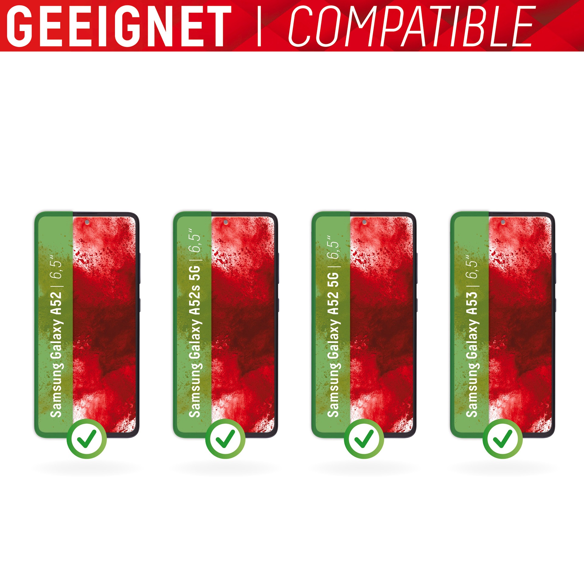Displex Displayschutzglas »Smart Glass - Samsung A52/A52(s) 5G/A53 5G«, Displayschutzfolie Displayschutz kratzer-resistent 9H unzerbrechlich