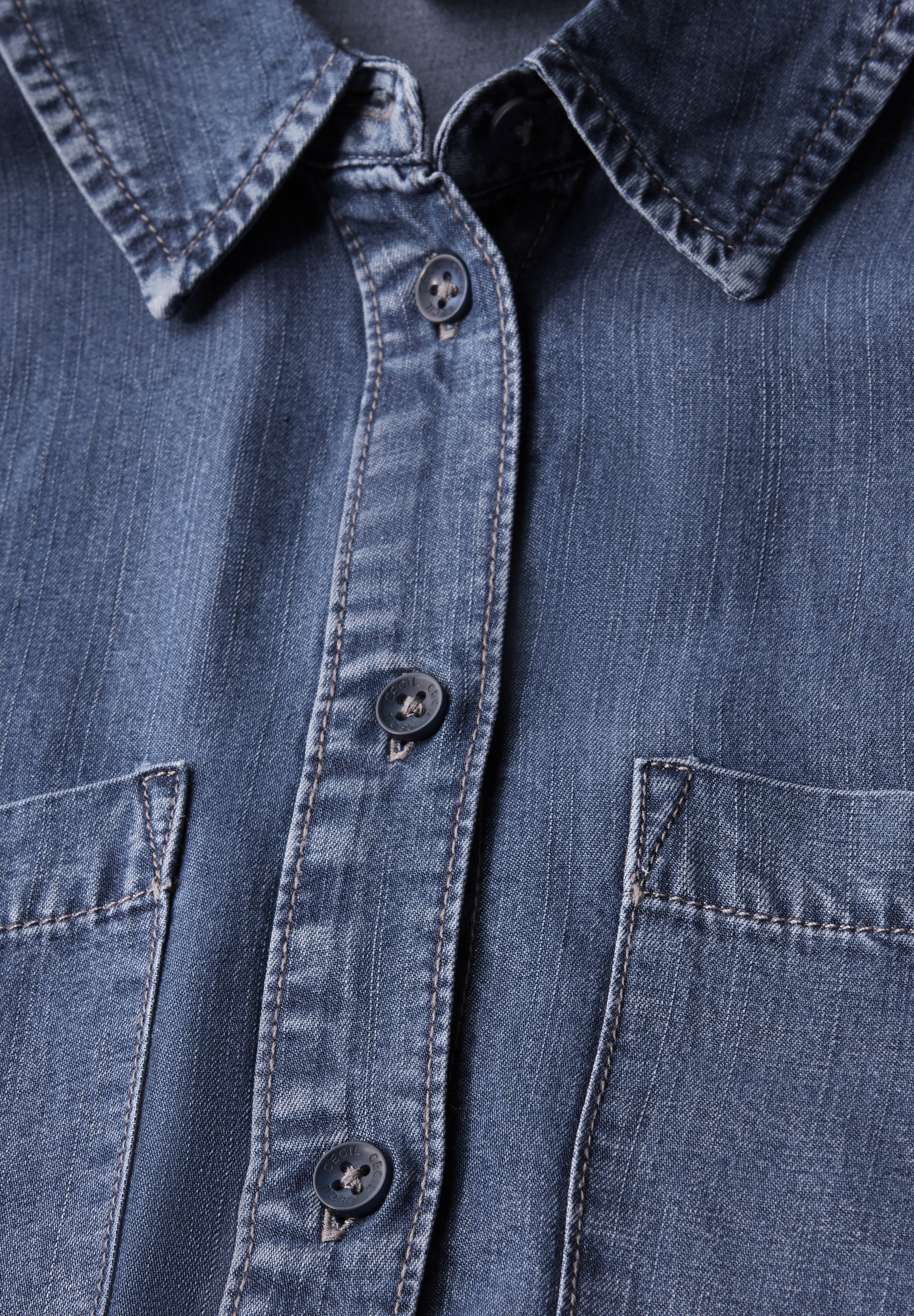 Cecil Jeansbluse, in Denim-Optik