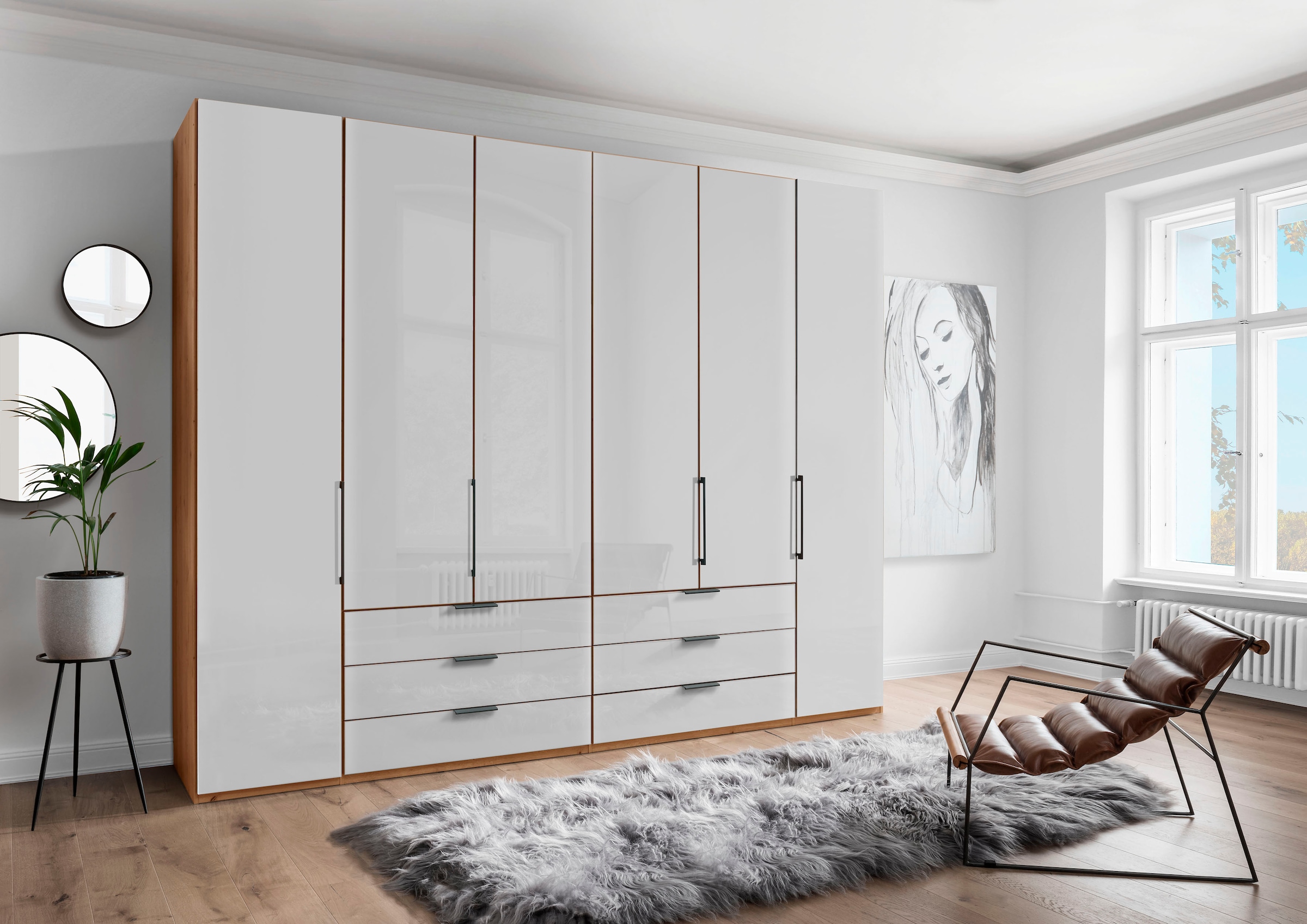 WIEMANN Kleiderschrank "Monaco" mit Glasfront sowie hochwertige Beschläge inkl. Dämpfung