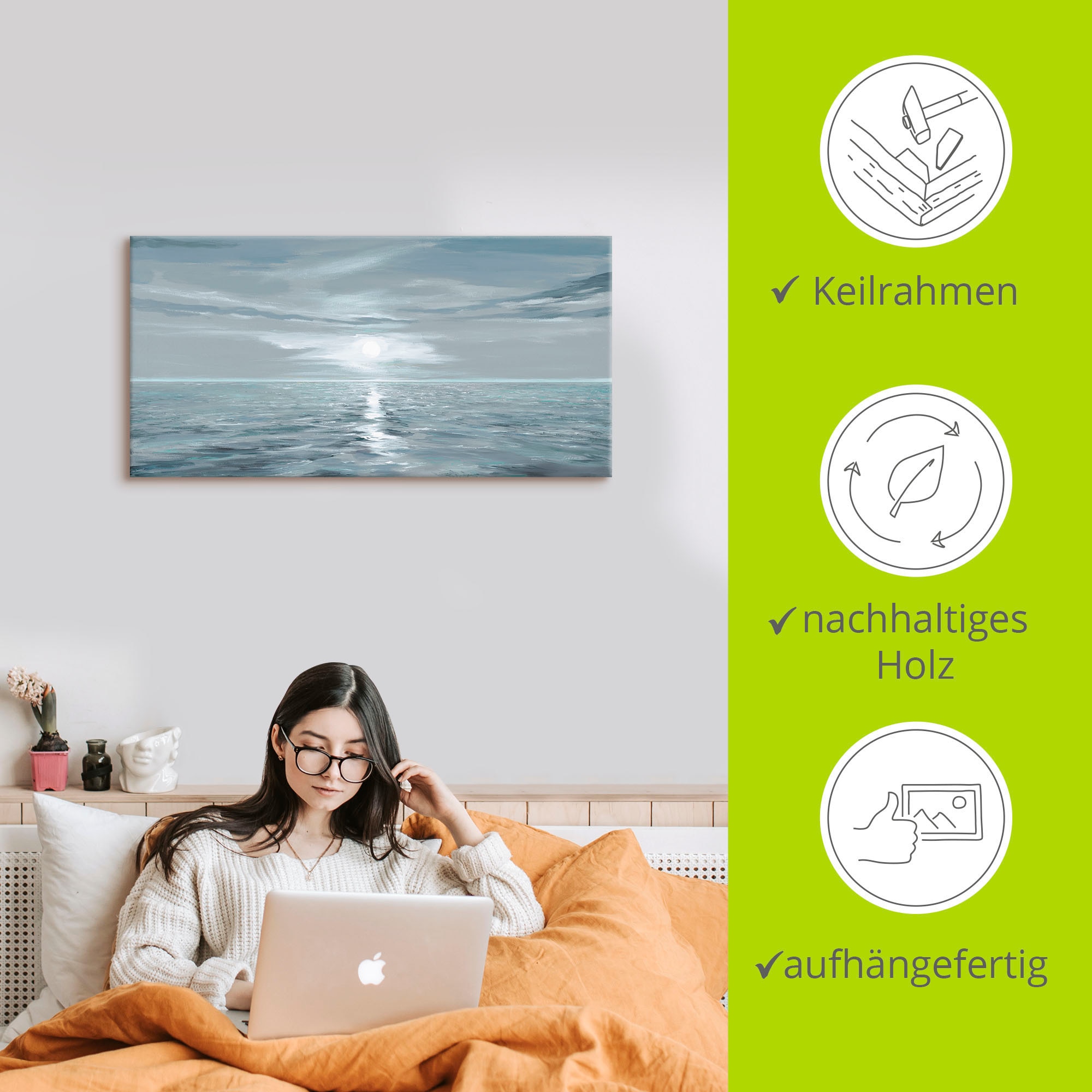 Artland Wandbild »Eisblaues Meer«, Gewässer, (1 St.), als Alubild, Outdoorbild, Leinwandbild, Poster, Wandaufkleber