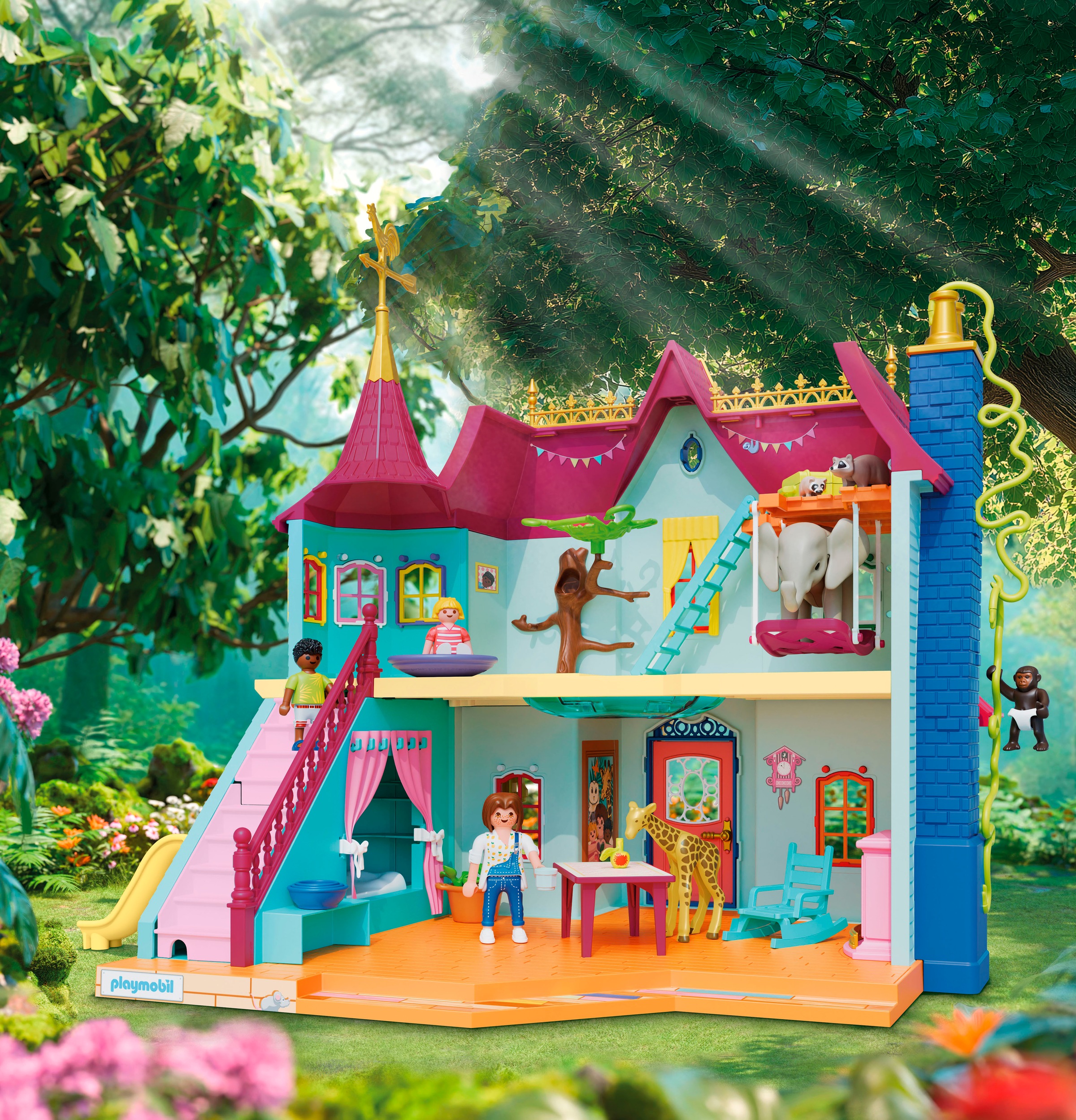 Playmobil® Konstruktions-Spielset »Kunterbunte Tiervilla (71852), Animals & Friends«, (162 St.), Made in Germany