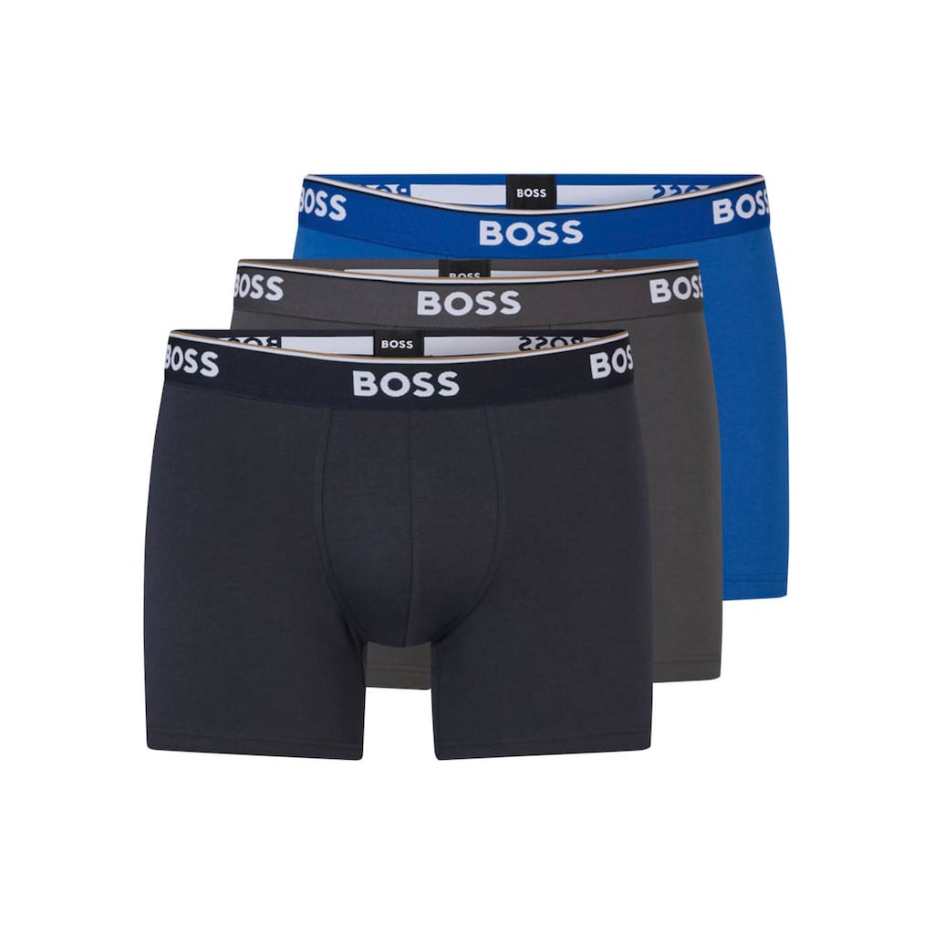 BOSS Langer Boxer »Boxer Brief 3P«, (Packung, 3er-Pack), mit farblich passendem Webbund