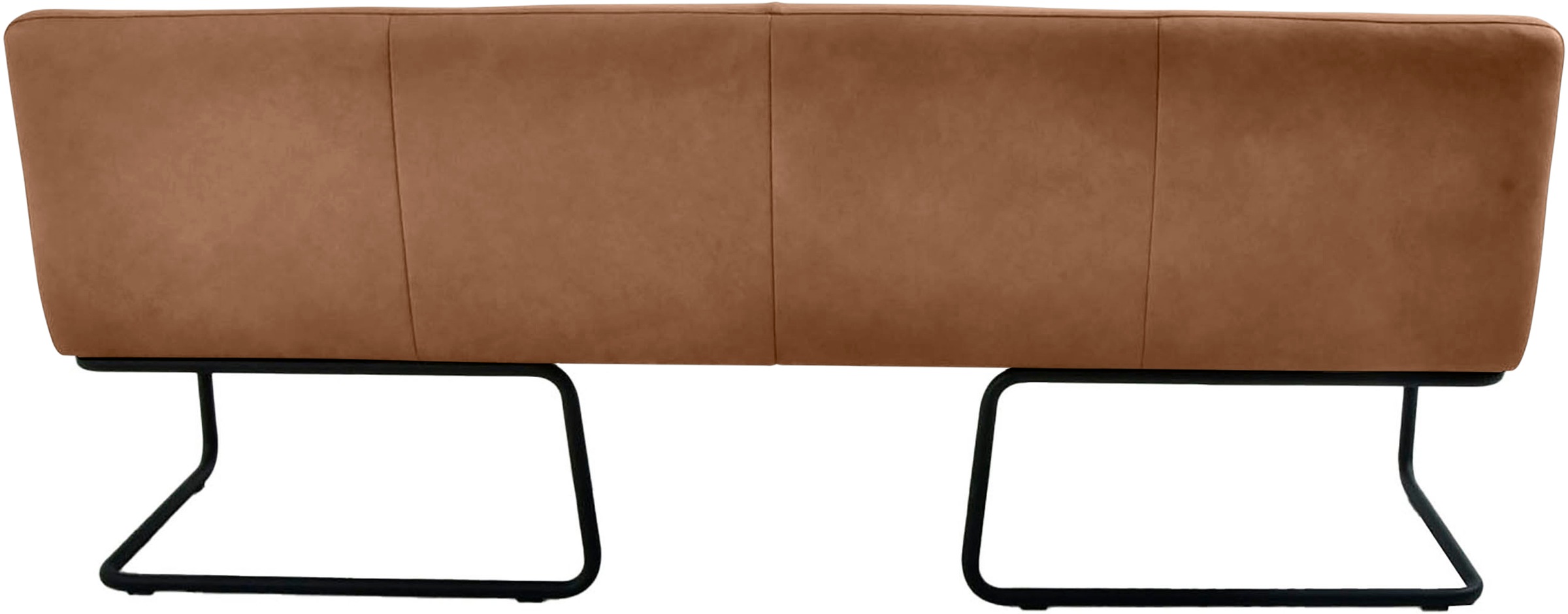 Polsterbank K+W KOMFORT & WOHNEN, braun (brandy 72), B:202cm H:82cm T:67cm, Sitzbänke, Polsterbank, in abgerundeter Form, Rundrohrkufe lang gebogen, in Leder oder Stoff 2