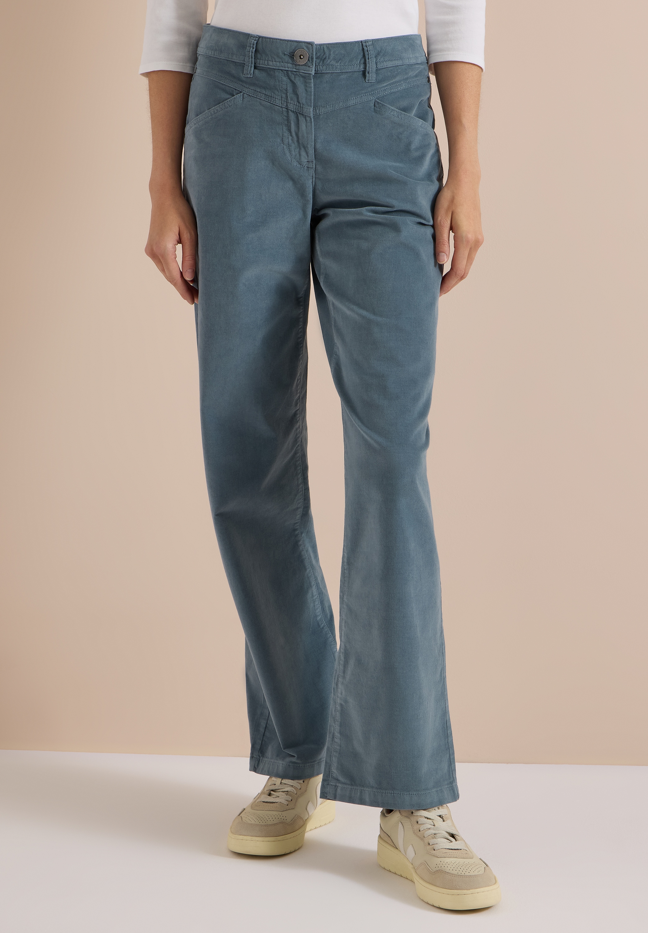 CECIL Damen Cordhose, blau, Gr. 28, unifarben, Cord, 98% Baumwolle, 2% Elasthan, Hosen, 5-Pocket-Style