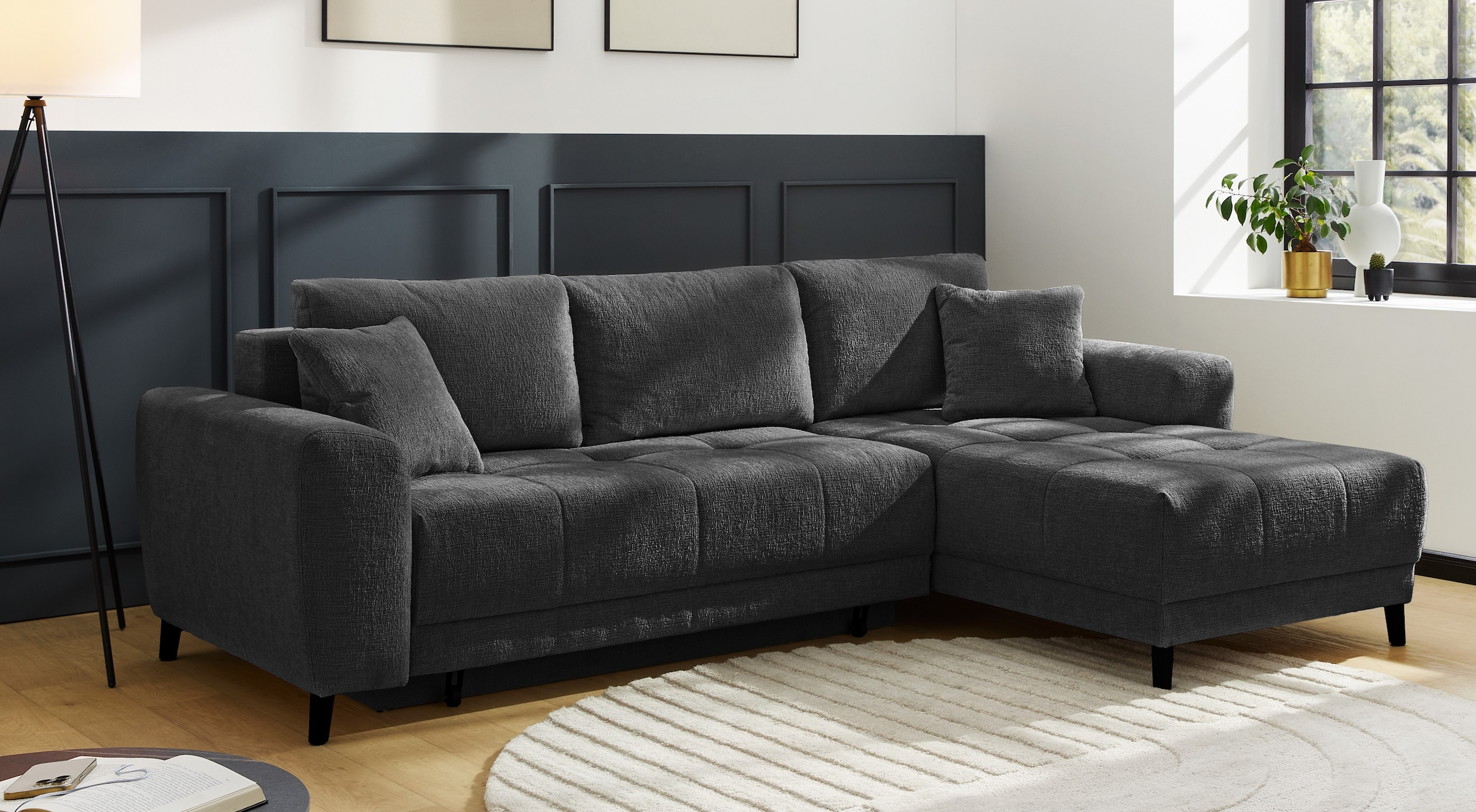 Jockenhöfer Gruppe Ecksofa "Beverly L-Form, B: 251 cm" mit Schlaffunktion, Bettkasten & Zierkissen