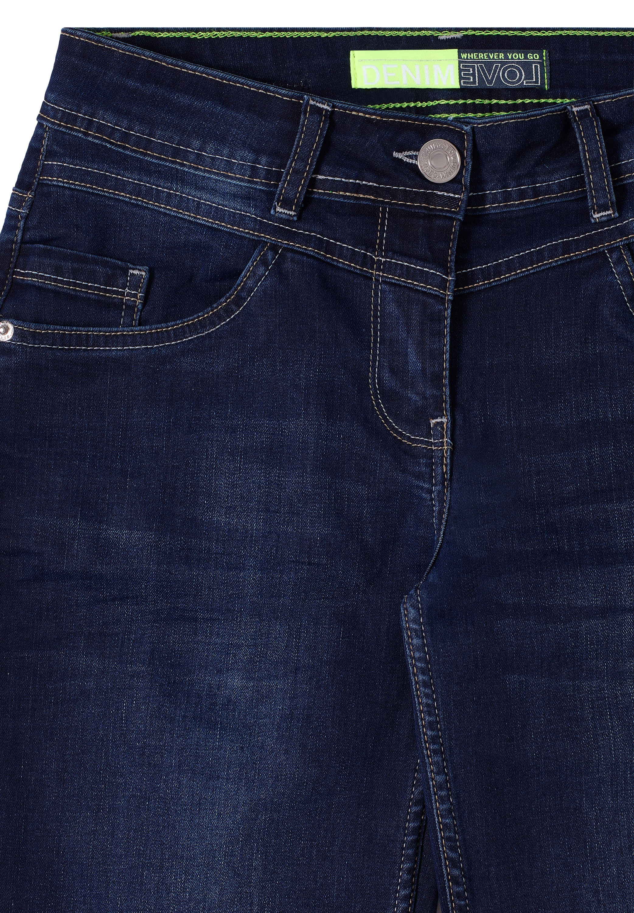 Stoffhose CECIL, Damen, Gr. 32, Länge 34, dunkelblau wash, Web, 76% Baumwolle, 22% Polyester, 2% Elasthan, unifarben, gerade normal, Hosen Stoffhose, 5-Pocket-Style 2