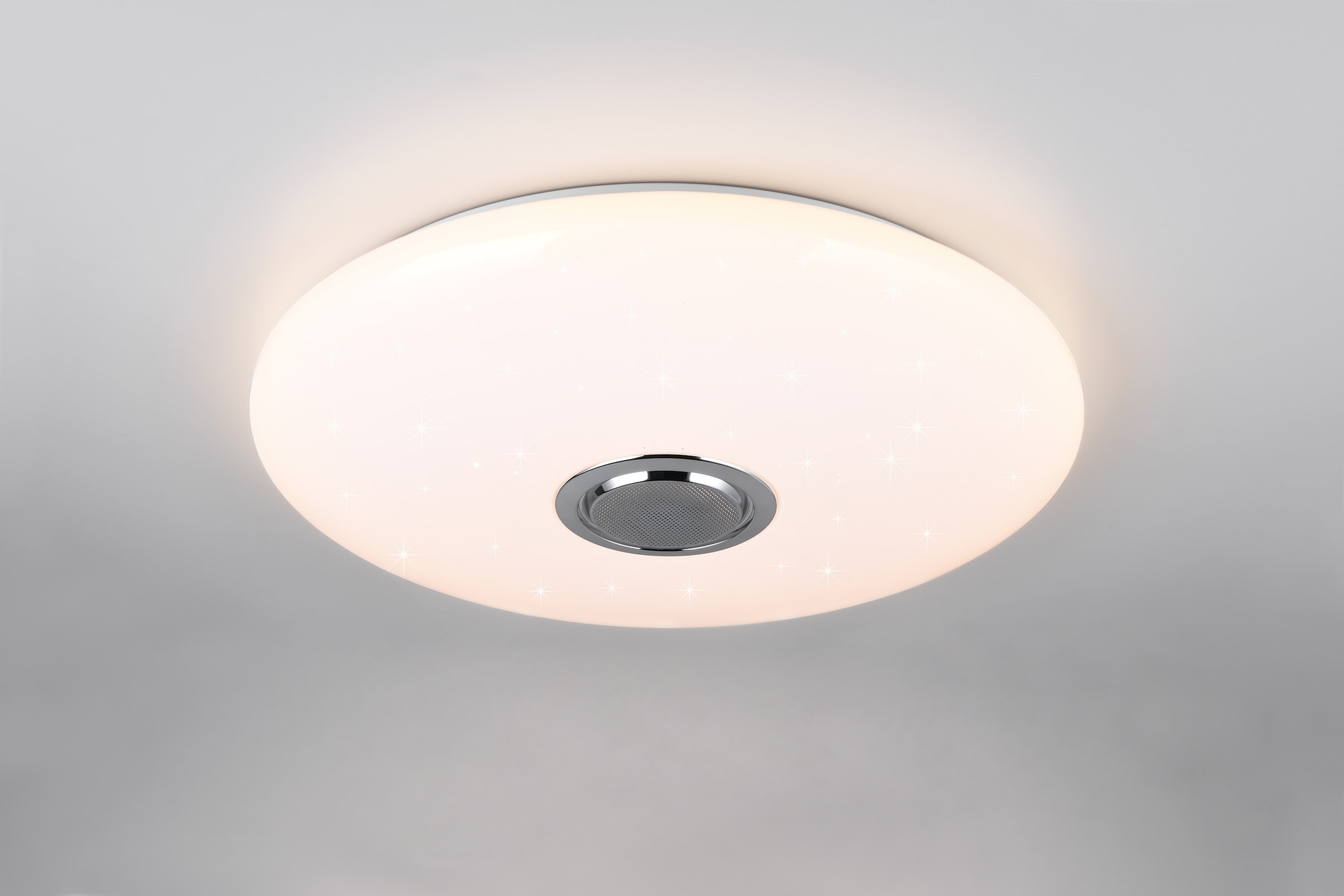 REALITY Leuchten LED Deckenleuchte »MUSICA, LED Deckenlampe mit Bluetooth Lautsprecher, Fernbedienung inkl«, 1 flammig, Leuchtmittel LED-Board | LED fest integriert, RGBW Farbwechsel mit Rainbow-Effekt, dimmbar, Timer, Starlight, Memory