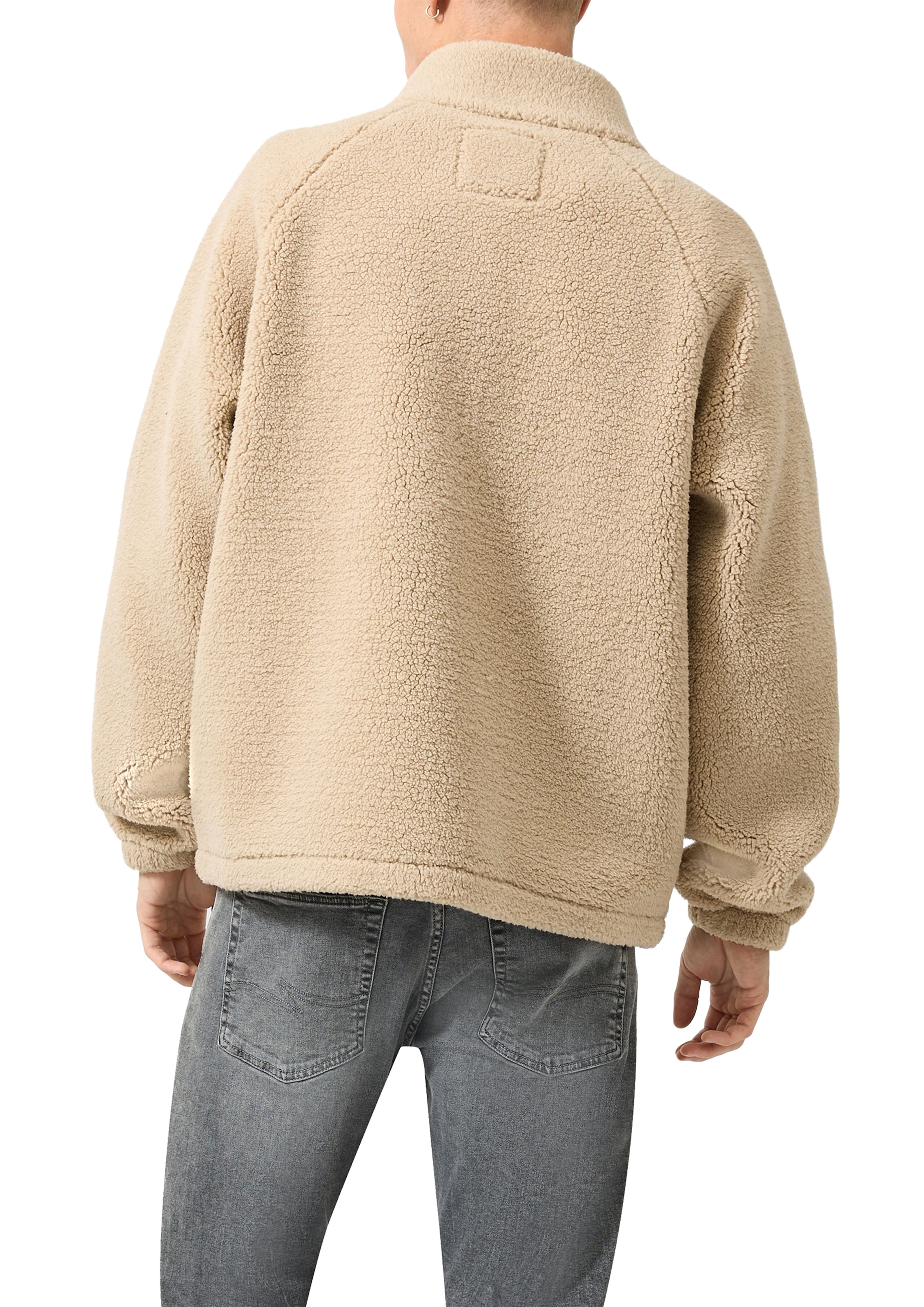 QS Fleecejacke ohne Kapuze Teddy-Jacke mit Stehkragen und Reißverschluss