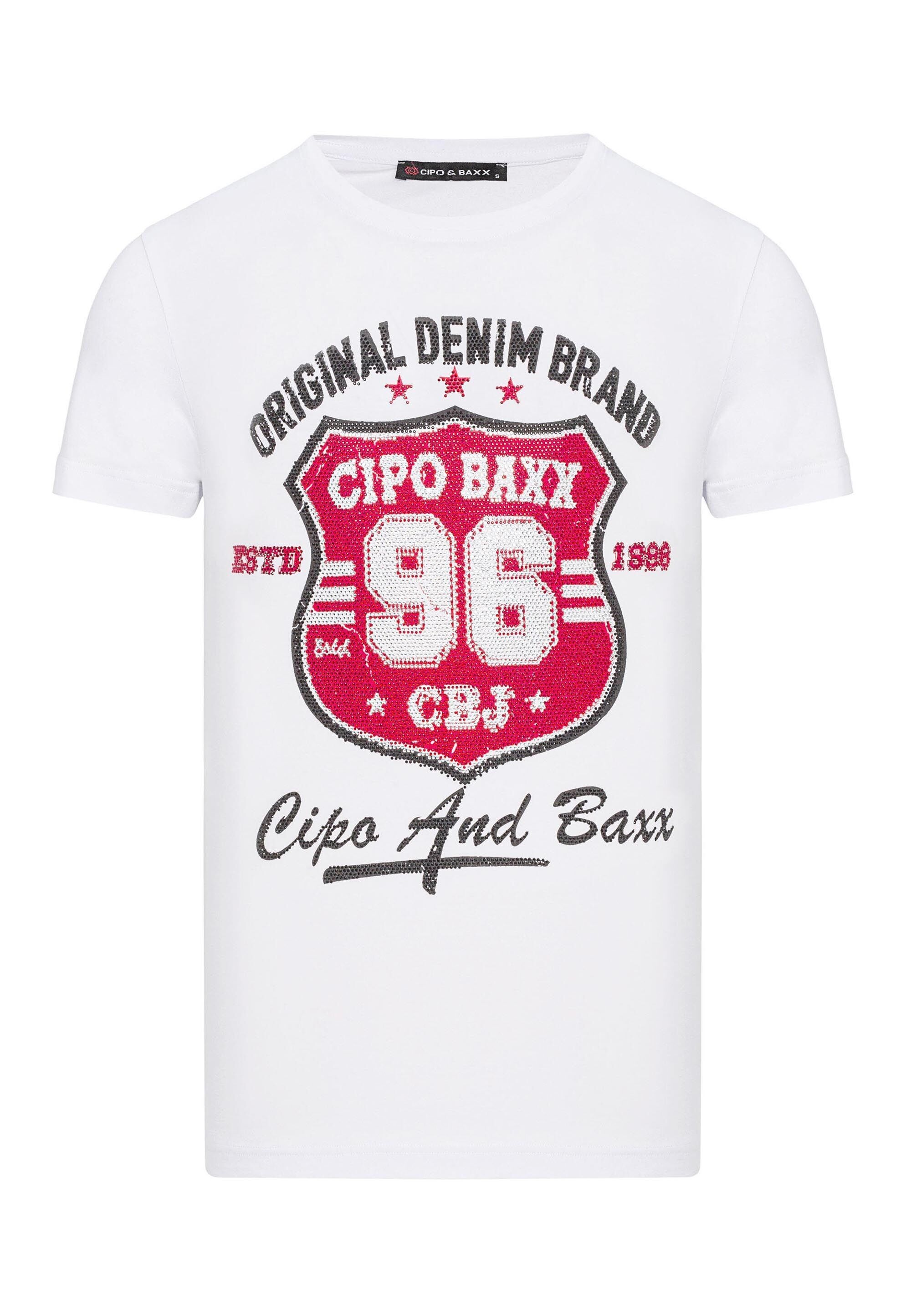 Cipo & Baxx T-Shirt "T-Shirt", mit großem Wappen-Print günstig online kaufen