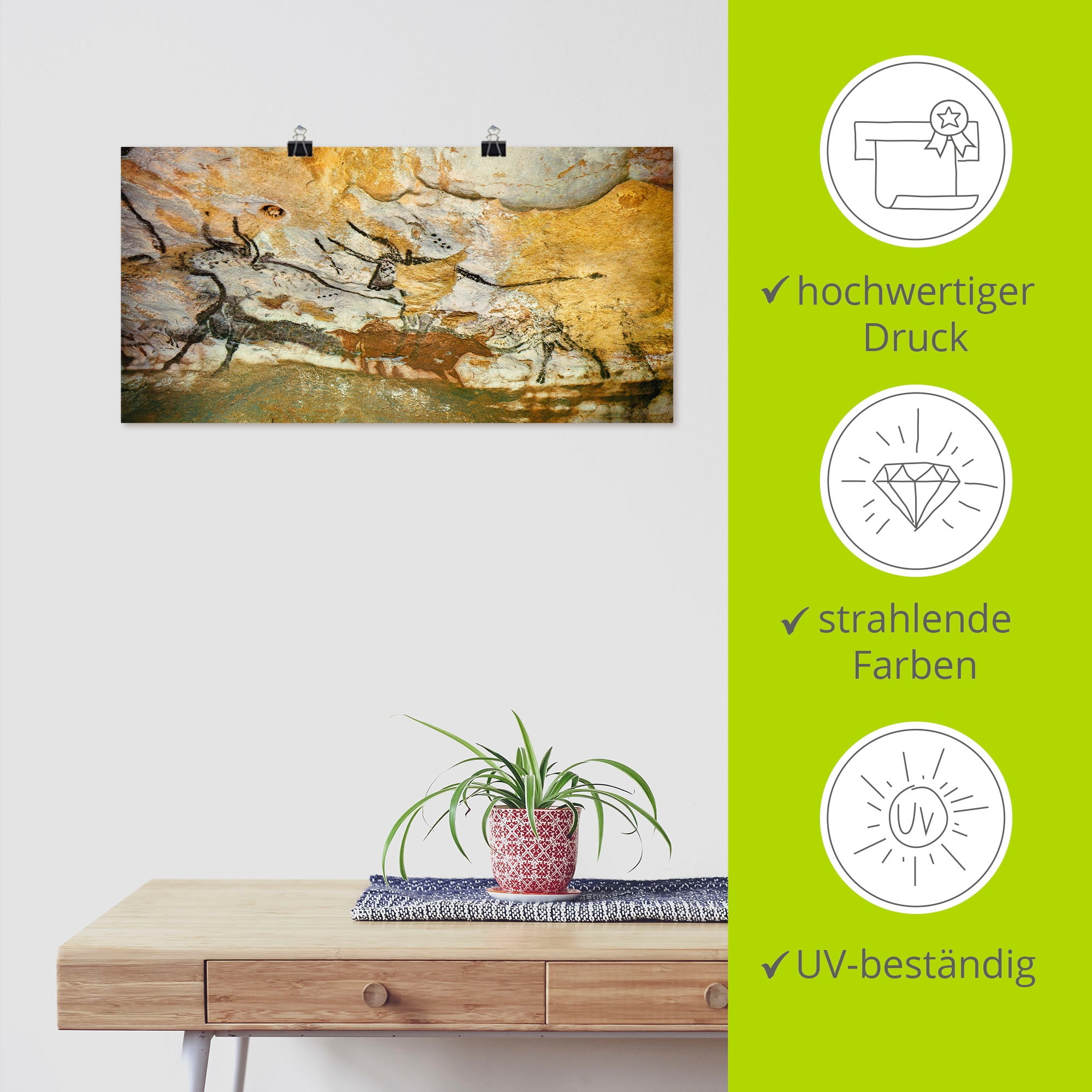 Artland Wandbild »Höhle von Lascaux Stiere«, Wildtiere, (1 St.), als Leinwandbild, Poster, Wandaufkleber in verschied. Größen