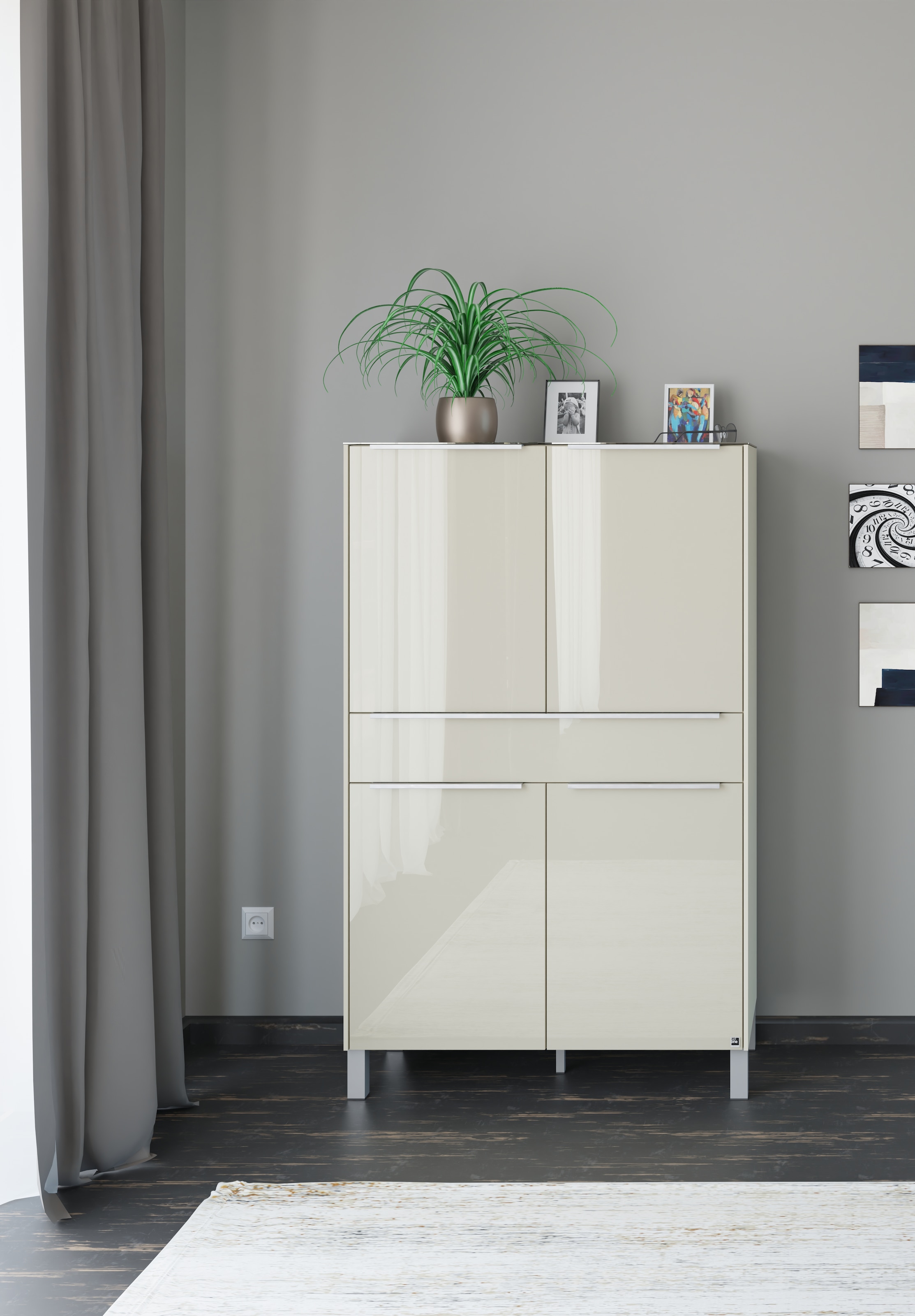 set one by Musterring Highboard »Reno« 1 Stk. tlg. Mit Vierkantfuß in diversen Farben, 152 cm Höhe & Farbauswahl