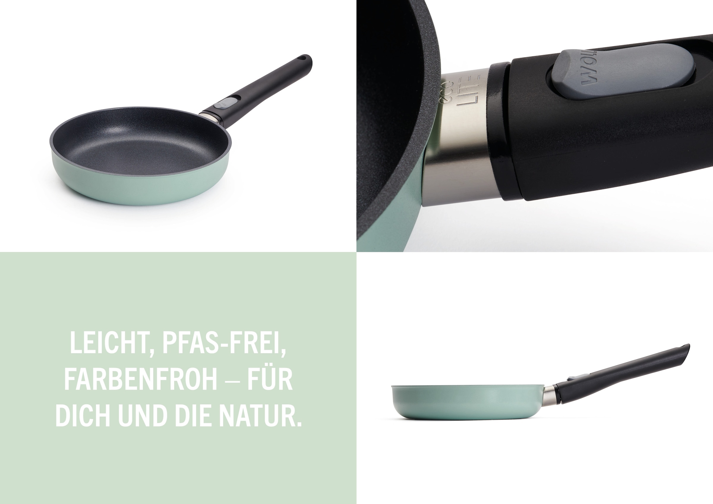 WOLL MADE IN GERMANY Bratpfanne »Ecolour Ø 20 cm« Aluminiumguss 1 tlg. abnehmbarer Stiel