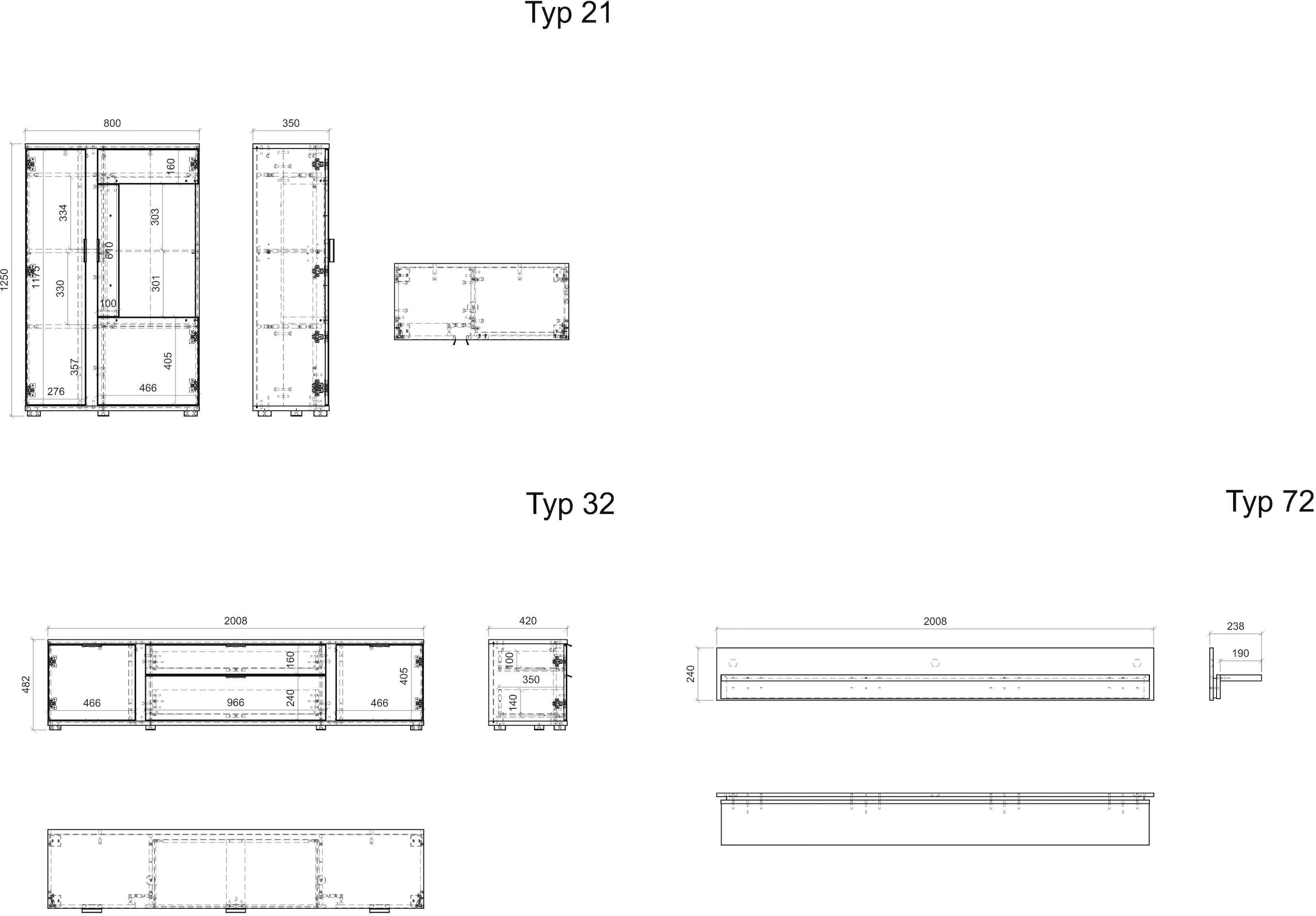 INOSIGN Wohnwand »LONG ISLAND«, (Set, 3 St.), in moderner Trendfarbe,inklusive senkrechter Beleuchtung,Breite 290 cm