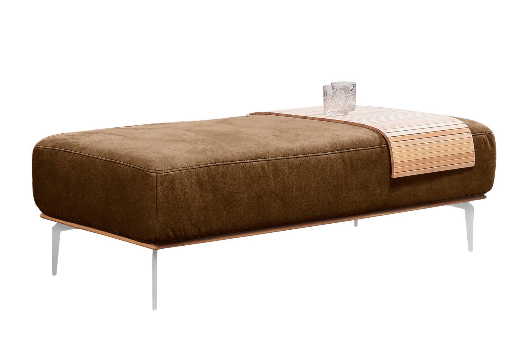 W.SCHILLIG Polsterhocker mit elegantem Holzsockel, Füße in Chrom glänzend, günstig online kaufen