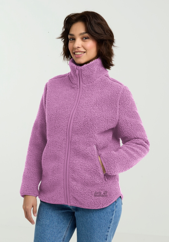 Jack Wolfskin Fleecejacke "HIGH CURL JKT W" mit durchgehendem Reißverschluss, aus Sherpa Fleece, atmungsaktiv