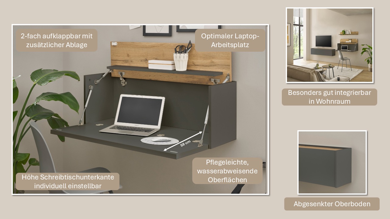 Thumbnail - INOSIGN Büromöbel-Set "CiTY/GiRON", (Set, 2 tlg.), Wandsekretär, Home Office