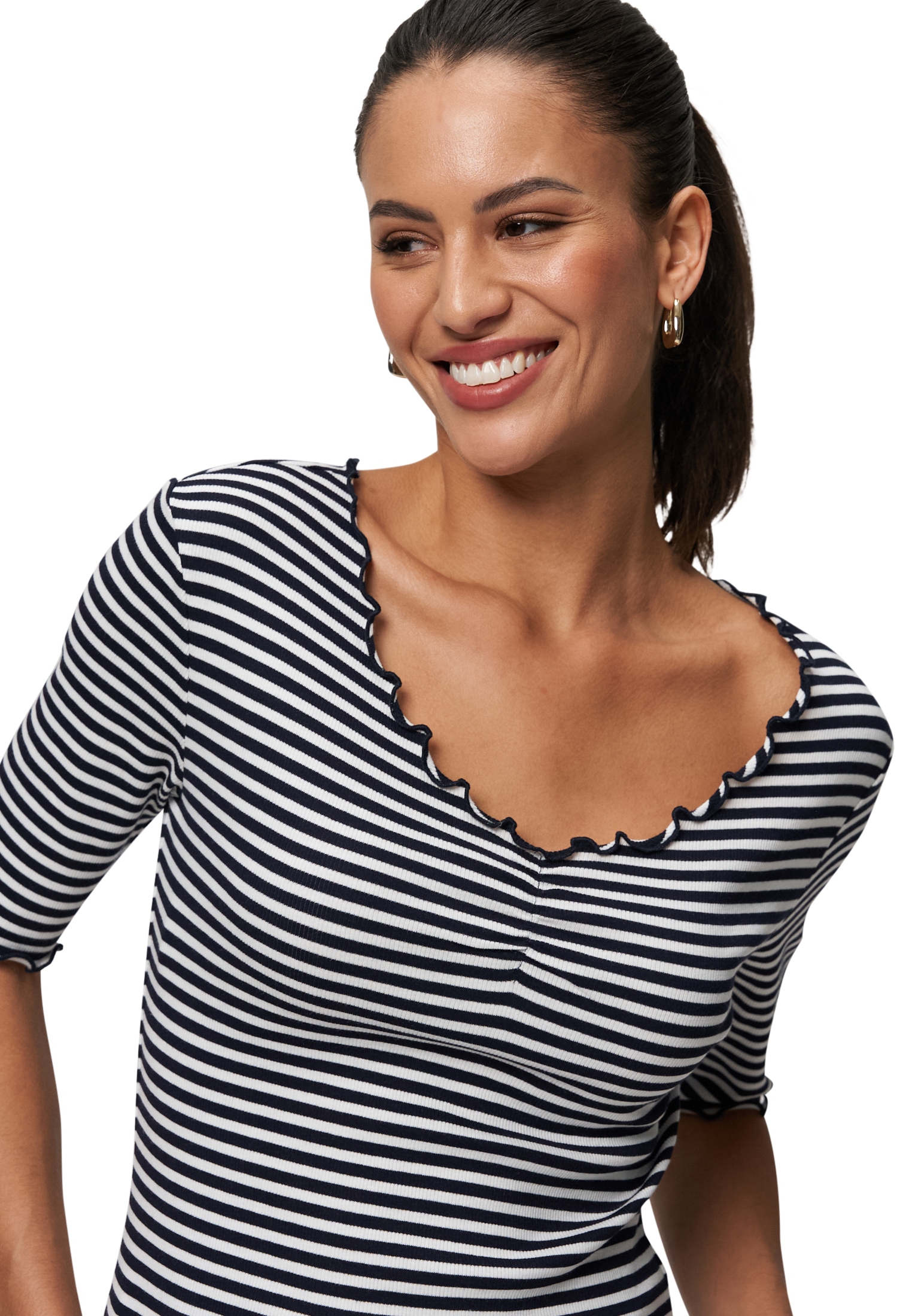 Zero 3/4-Arm-Shirt »zero Streifenshirt mit Ringelsaum«, (1 tlg.), weiteres Detail