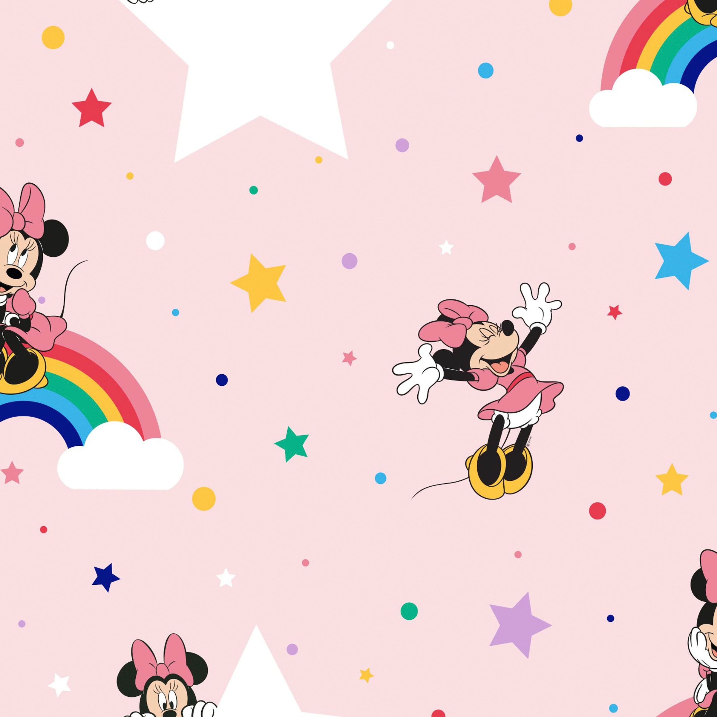 Papiertapete »Regenbogen Minnie«, Rosa - 10mx53cm