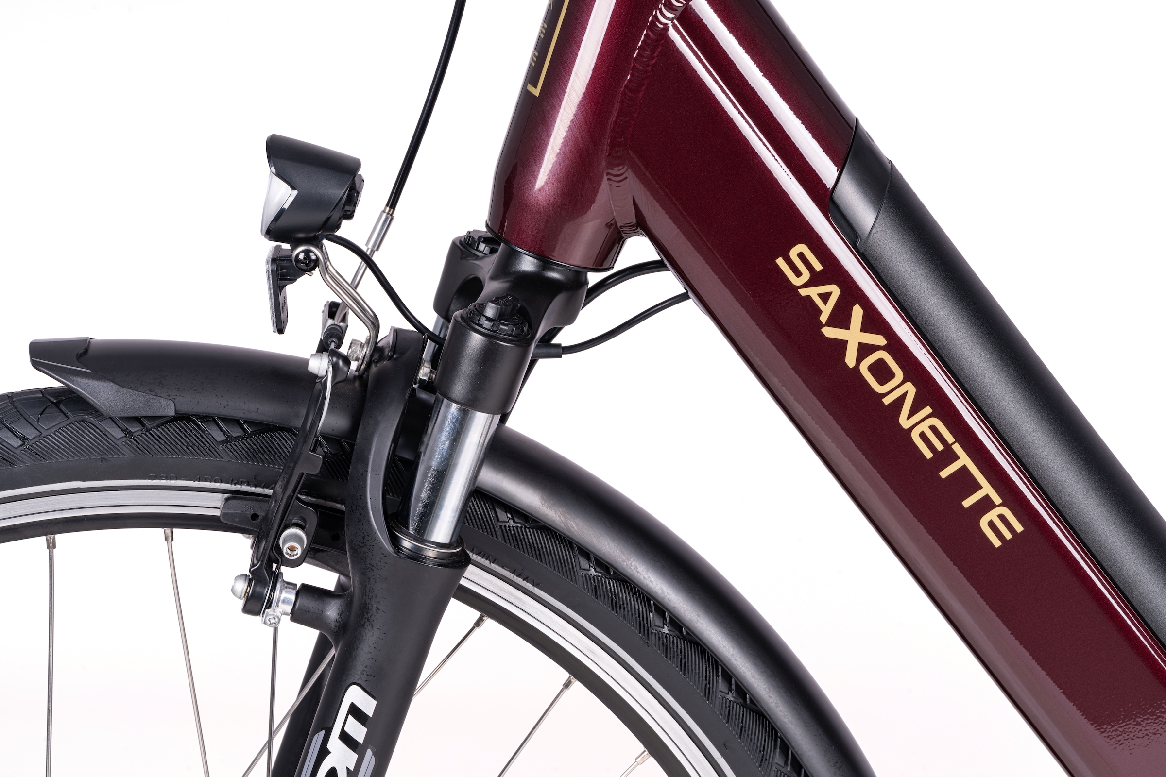 SAXONETTE E-Bike »SAXONETTE Comfort Plus 5.0 E-Bike Damen 28 Zoll«, 7 Gang, Shimano, Nexus 7 Gänge, Frontmotor 250 W, (Packung), (mit integr. Akku), Elektrofahrrad für Alltag und Einkauf