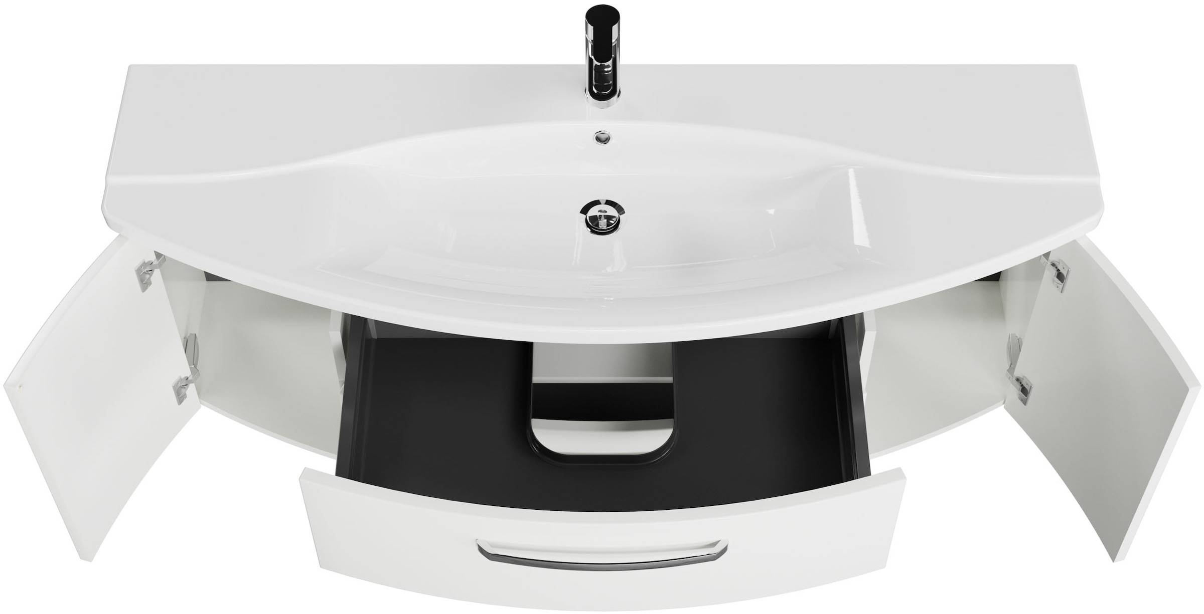 Saphir Badmöbel-Set »Serie 4010 2-teilig Keramik-Waschtisch mit LED-Spiegelschrank«, (Set), Badezimmer Set 144 cm breit, inkl. Türdämpfer, 5 Türen, 2 Schubladen