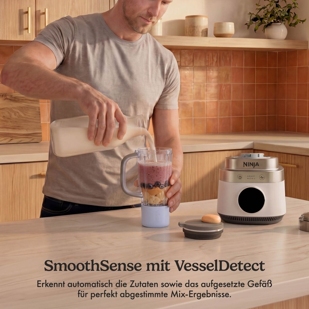 NINJA Standmixer »LB401EUWH1 Ninja CrushBOSS 3-in-1-Küchensystem« 1200 W mit Food Processor und Becher – Weiß & Champagne