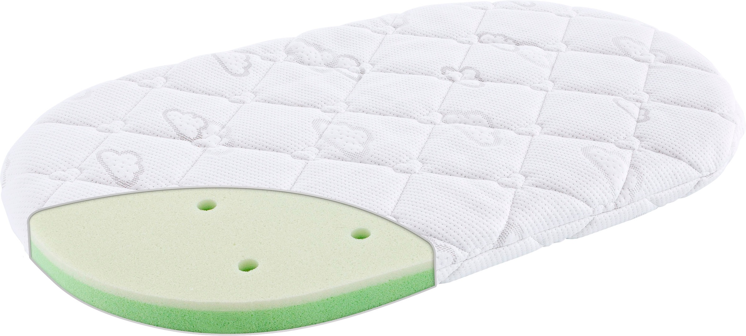 Babymatratze TRÄUMELAND "Kleine Matratze Little Angel", Kinder, Gr. 1 (0 kg - 65 kg), 6cm, Polyester Bezug, Material oben: Kunstfaser,Lyocell (Tencel) Material unten: Kunstfaser,Lyocell (Tencel), B/L: 46cm x 82cm, 1 Stk., weiß, Bezug: 62% Polyester, 38% L