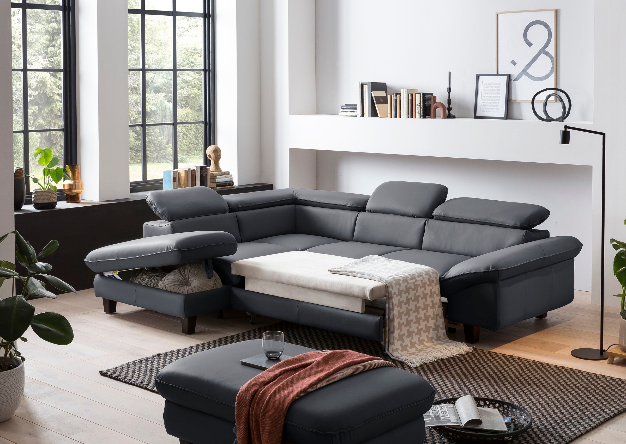 Home affaire Ecksofa »Pilot L-Form«, mit Kopfteilverstellung, wahlweise mit Bettfunktion & Bettkasten