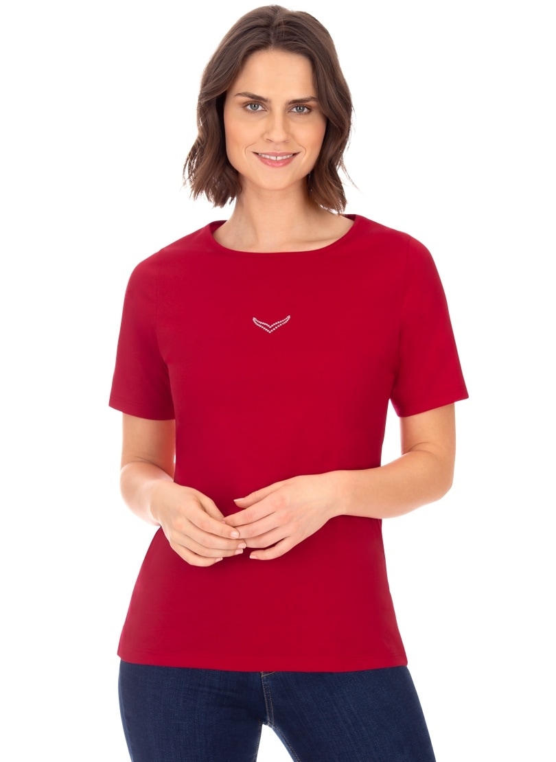 Trigema T-Shirt "TRIGEMA T-Shirt DELUXE Baumwolle mit Kristallsteinen" 1 St günstig online kaufen