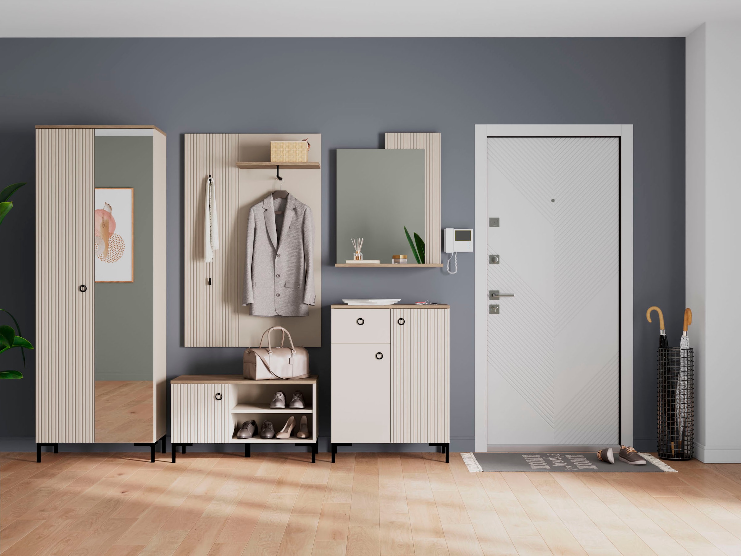 Home affaire Garderobenpaneel »Luminara«, (1 St.), Wandgarderobe breit mit eleganter Rillenoptik - (B/T/H) 85/26/133 cm