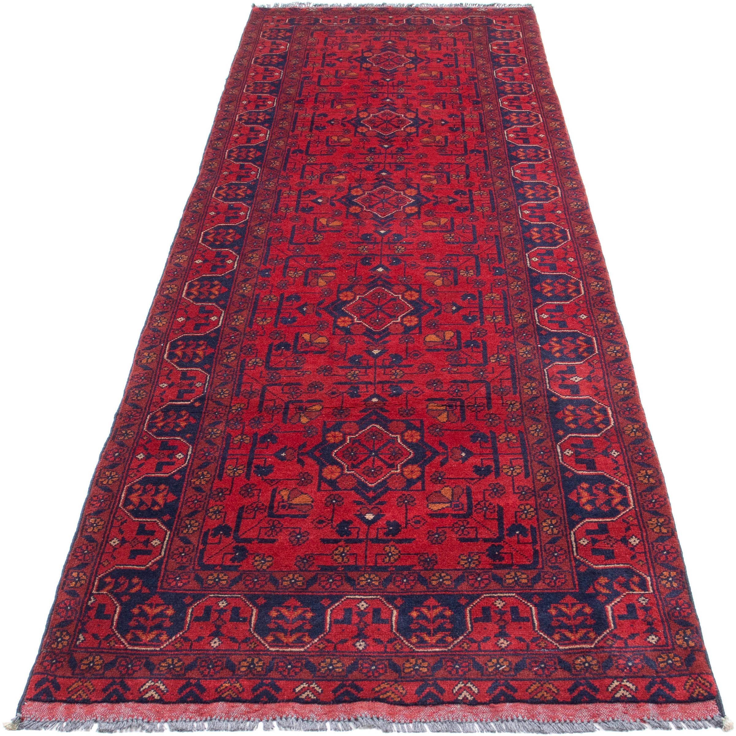 morgenland Orientteppich "Afghan - Kunduz - 285 x 83 cm - dunkelrot", rechteckig, 7 mm Höhe, Wohnzimmer, Handgeknüpft, E