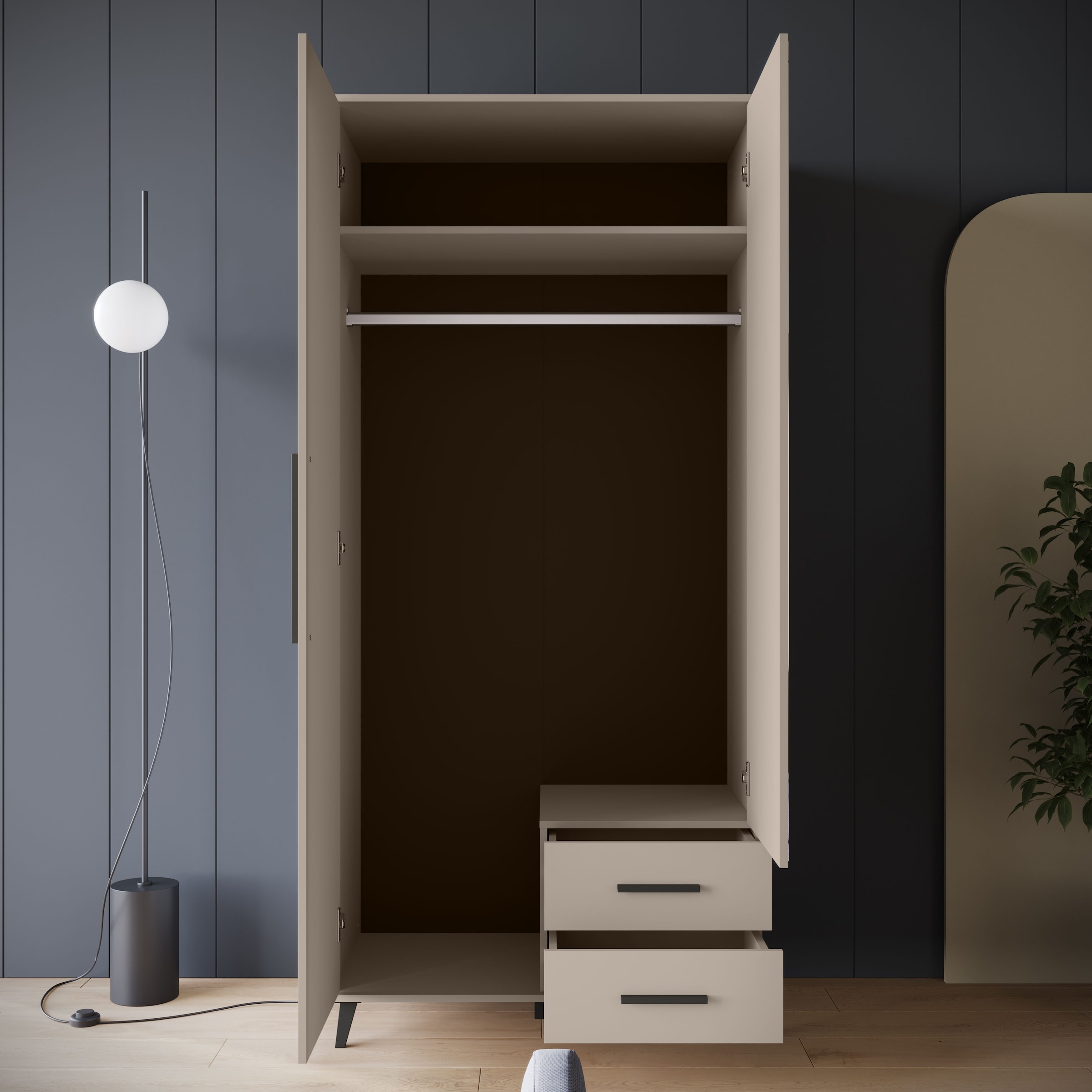INOSIGN Kleiderschrank »Lagos, Garderobe«, (1 St.), Moderner Drehtürenschrank, FSC-zertifiziert, Schlafzimmerschrank