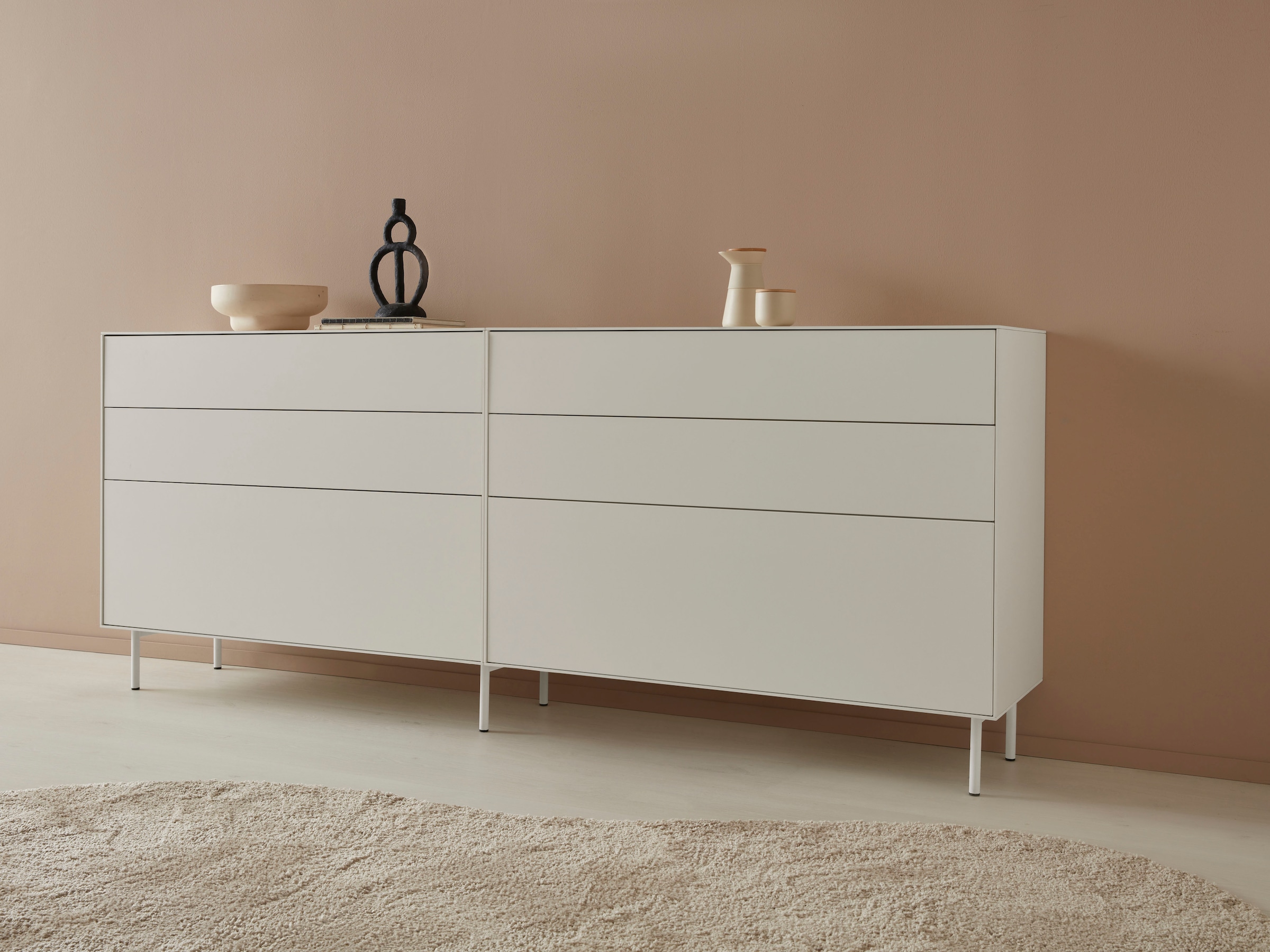 LeGer Home by Lena Gercke Sideboard "Essentials", (2 St.), Breite: 224cm, MDF lackiert, Push-to-open-Funktion