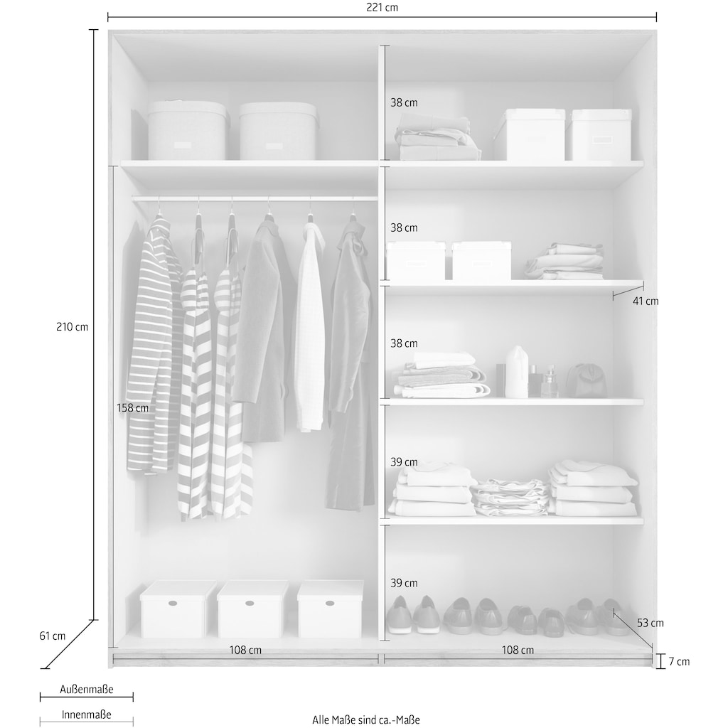 Helvetia Schwebetürenschrank »Beta«, mit Spiegel