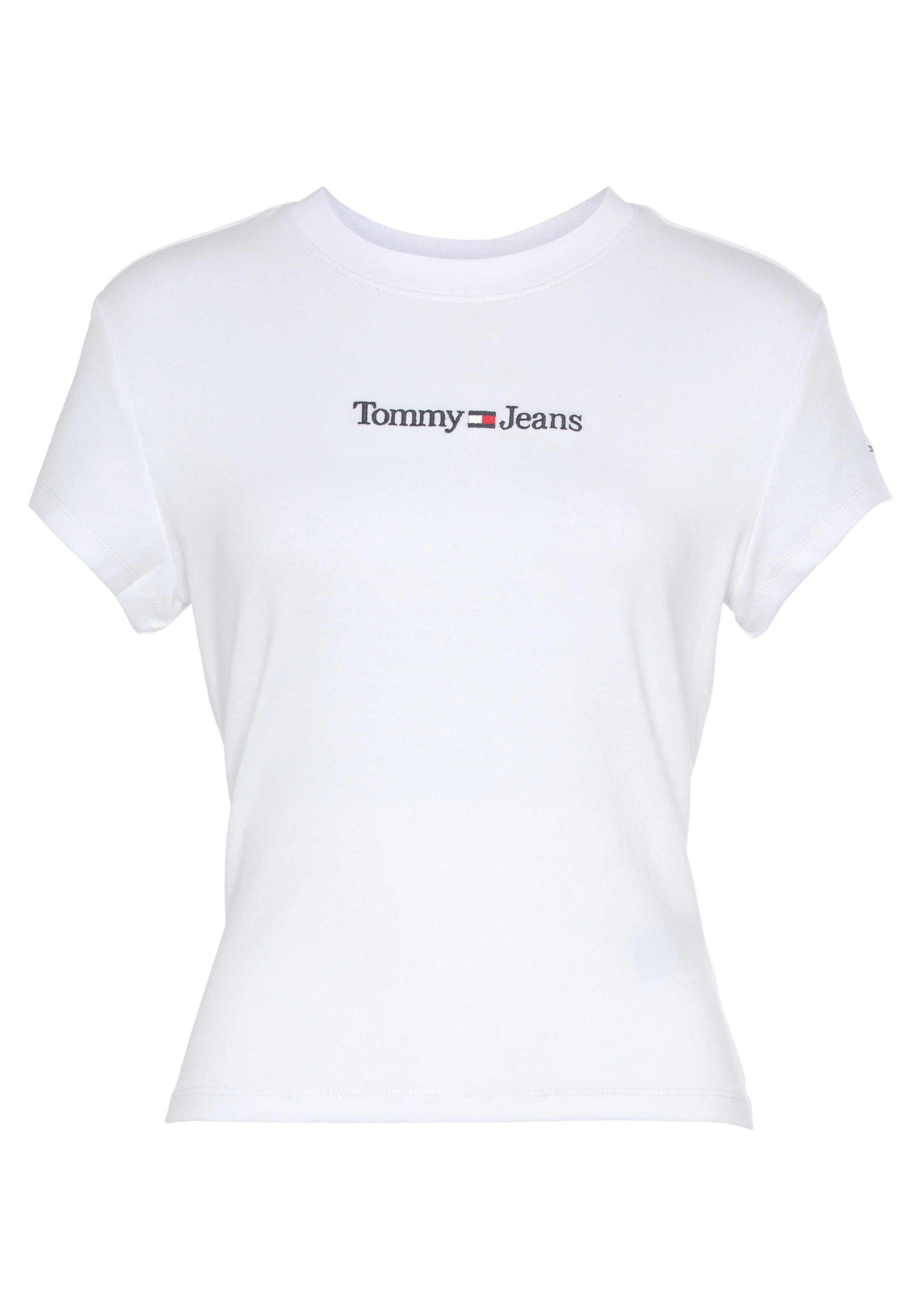 Tommy Jeans Kurzarmshirt »TJW BABY Jeans SERIF bestellen mit Tommy BAUR Stickereien SS«, | LINEAR dezenten