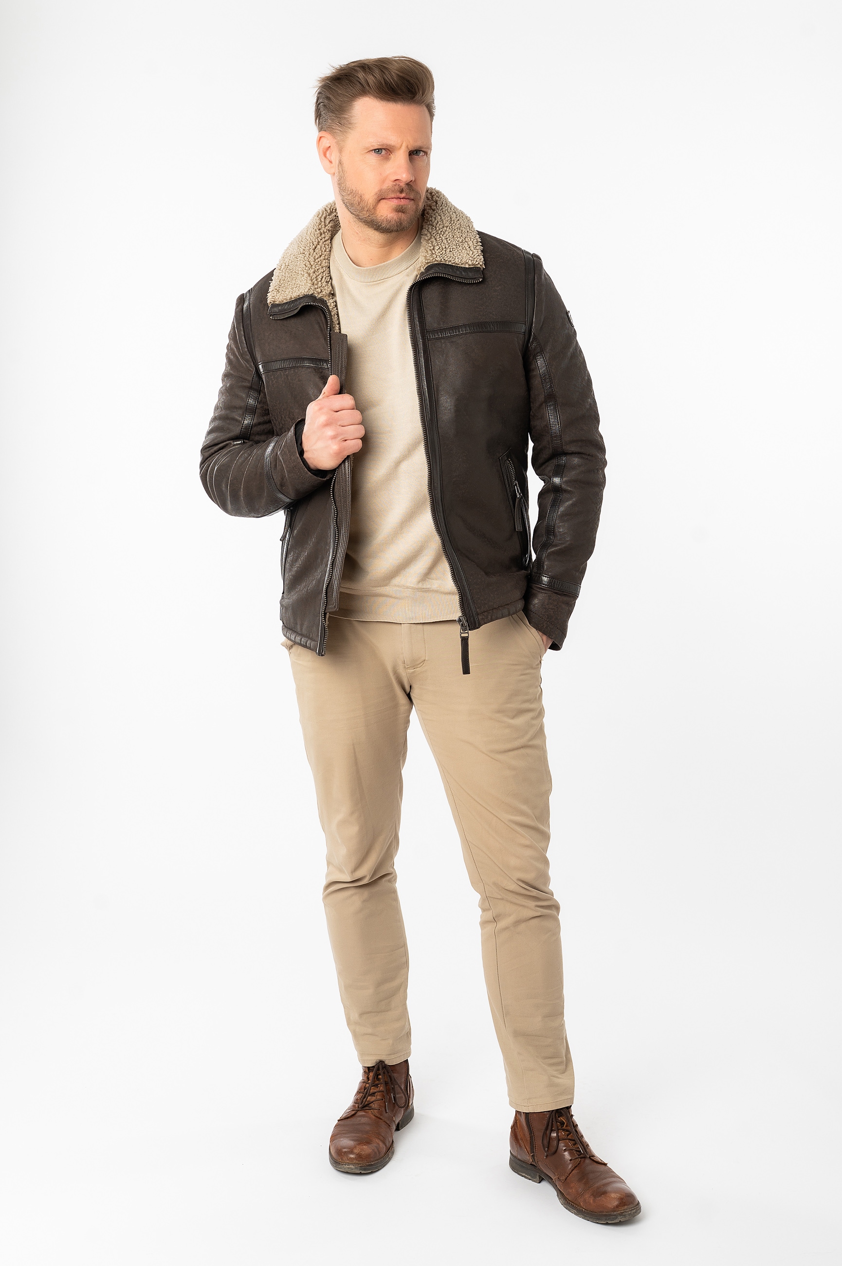 Mauritius Lederjacke »MMAlasko«, mit Umlegekragen