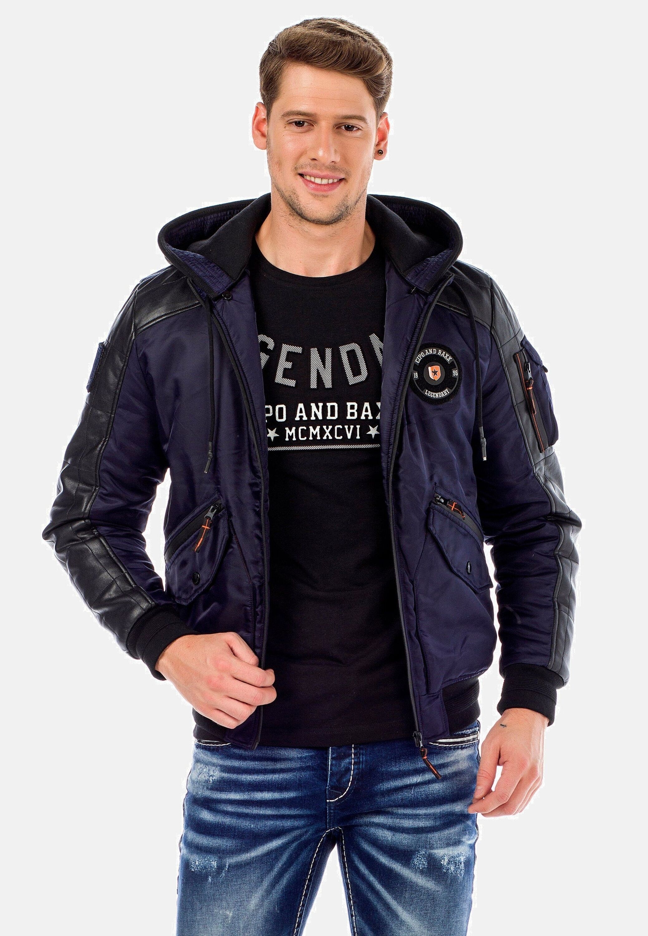Cipo & Baxx Bomberjacke »Jacke«, mit Kapuze, mit abnehmbarer Kapuze, CM-134
